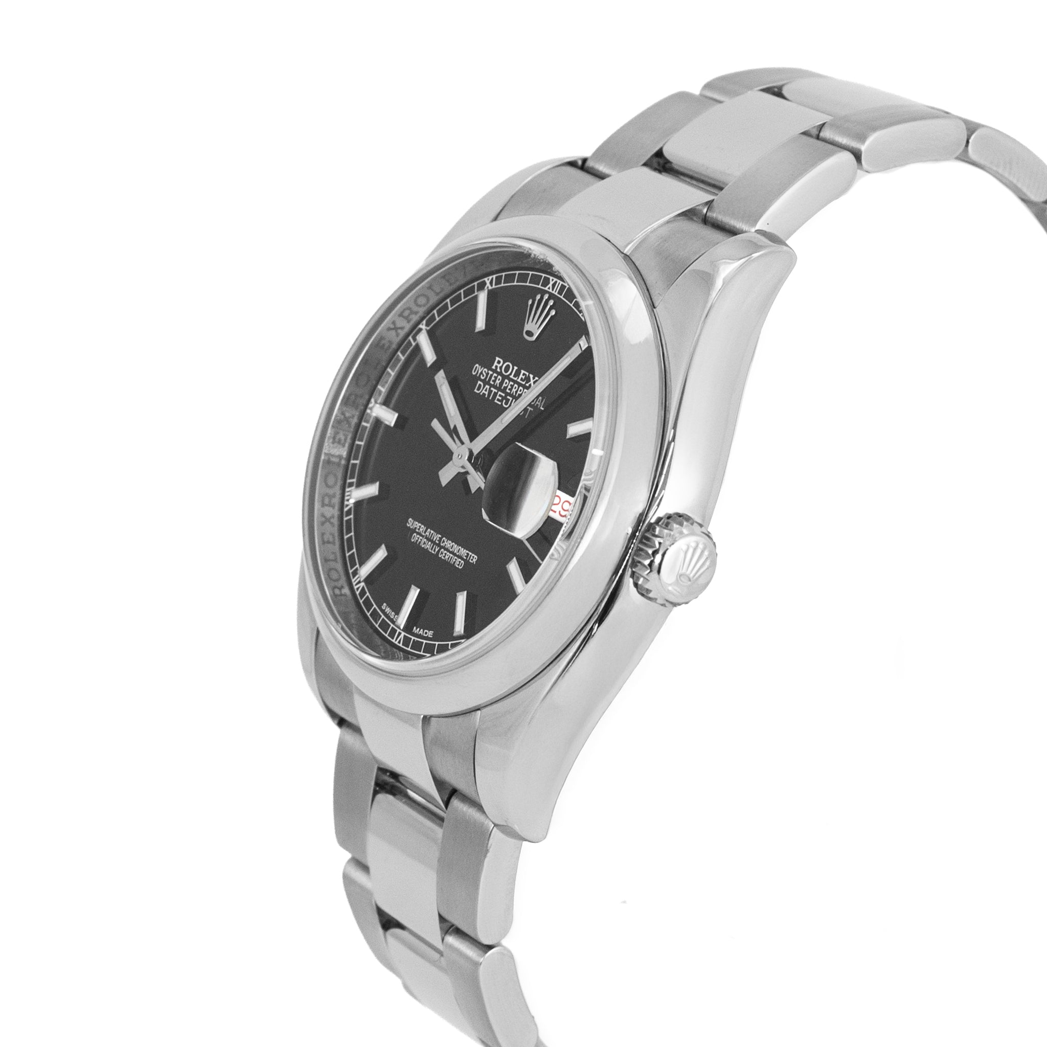 Rolex Datejust 36MM 116200 Black & Red Roulette Oyster Smooth Steel Watch