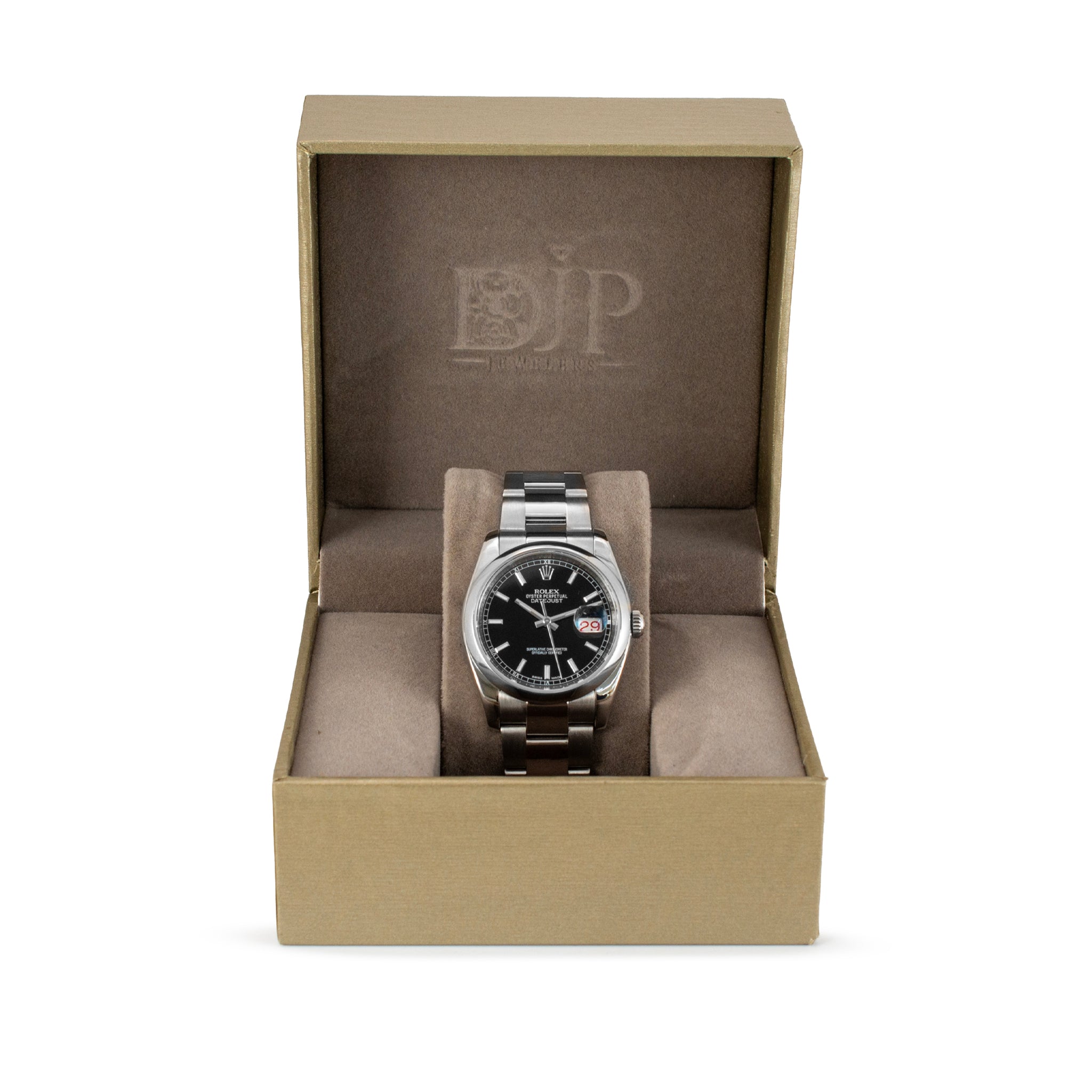 Rolex Datejust 36MM 116200 Black & Red Roulette Oyster Smooth Steel Watch