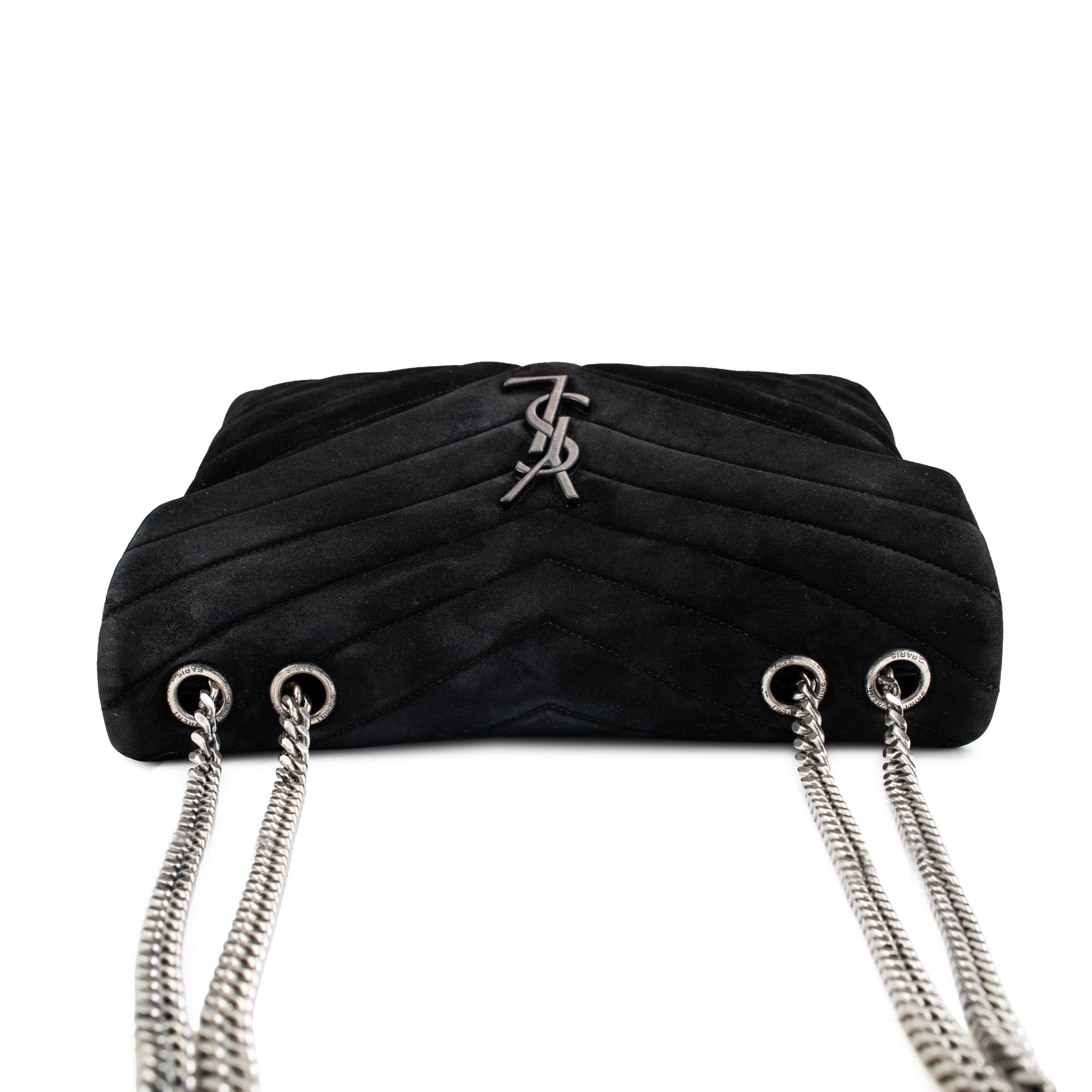 Saint Laurent Loulou Medium Suede Matelassé Chain Shoulder Bag