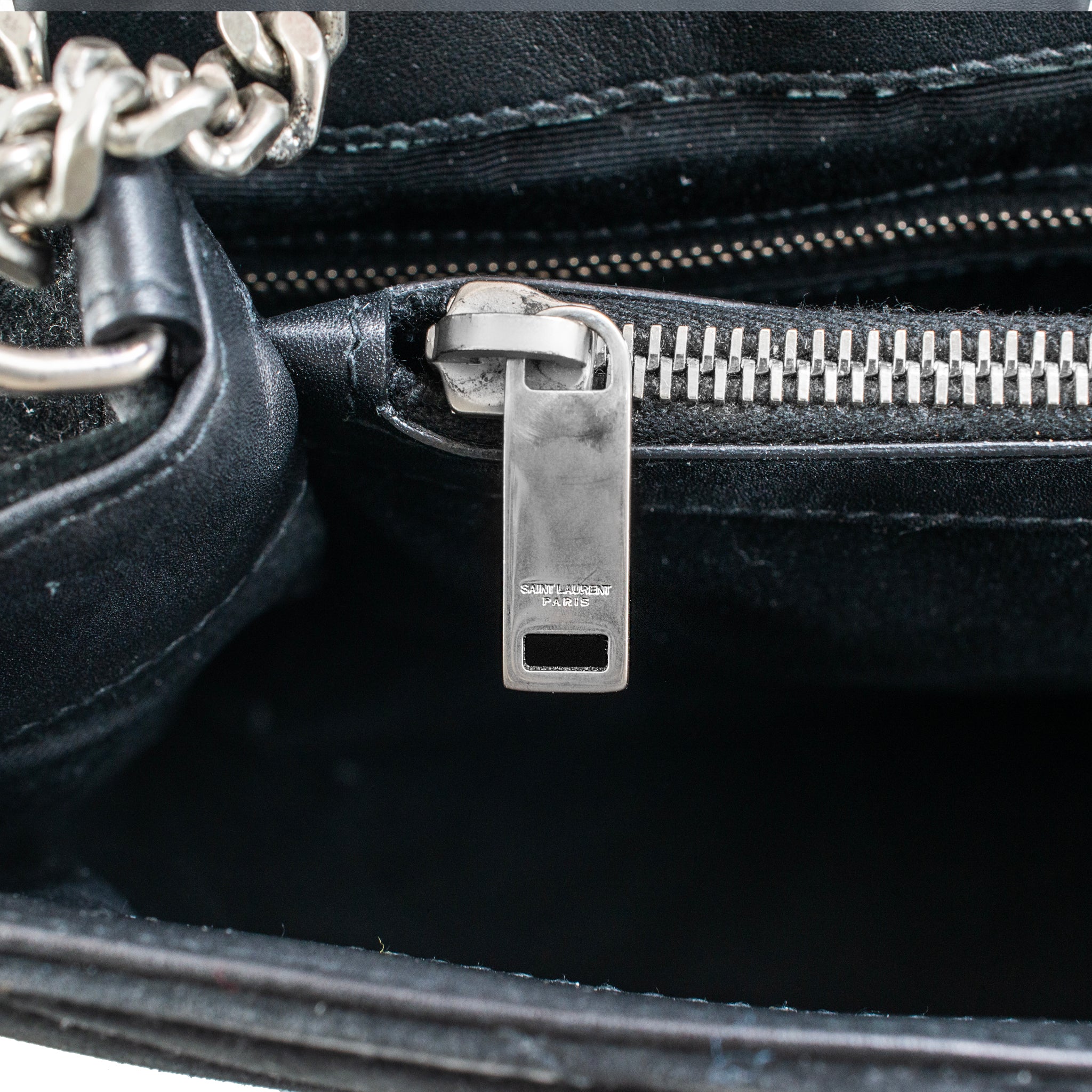 Saint Laurent Loulou Medium Suede Matelassé Chain Shoulder Bag
