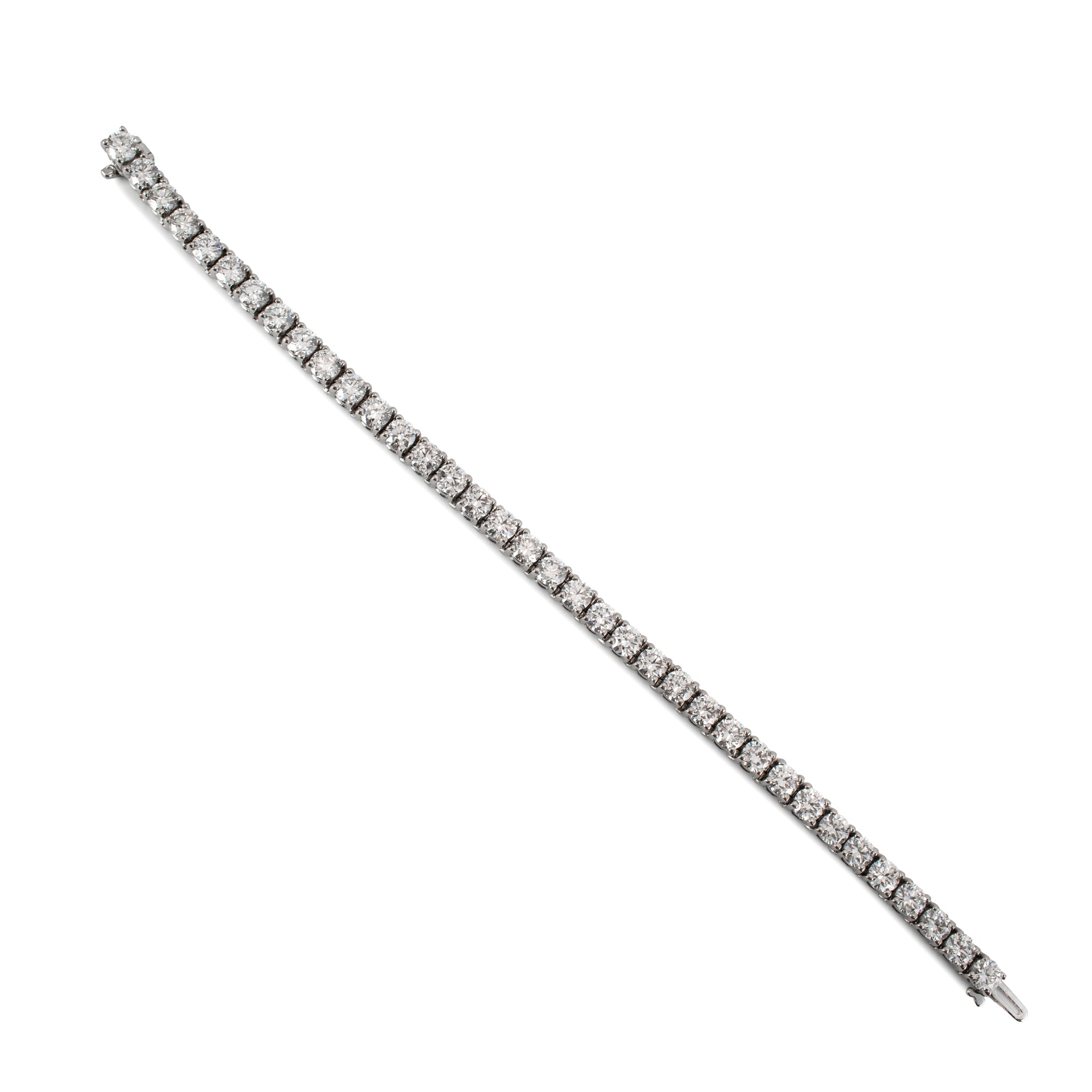 14K White Gold 4-Prong 11.41ct Lab Grown Round Diamond Classic Tennis Bracelet