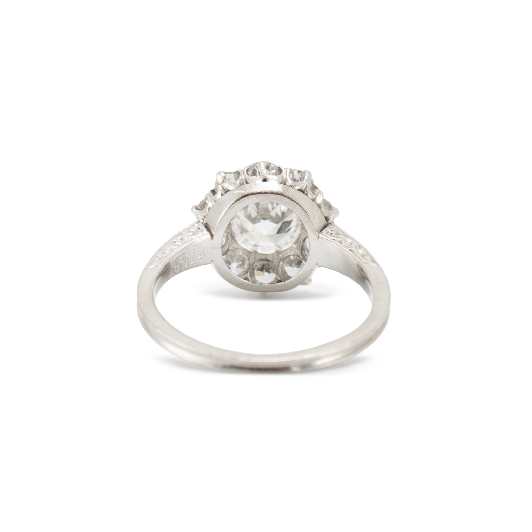 Antuiqe Platinum 1.75ctw Old European Cut Diamond Halo Filigree Engagement Ring