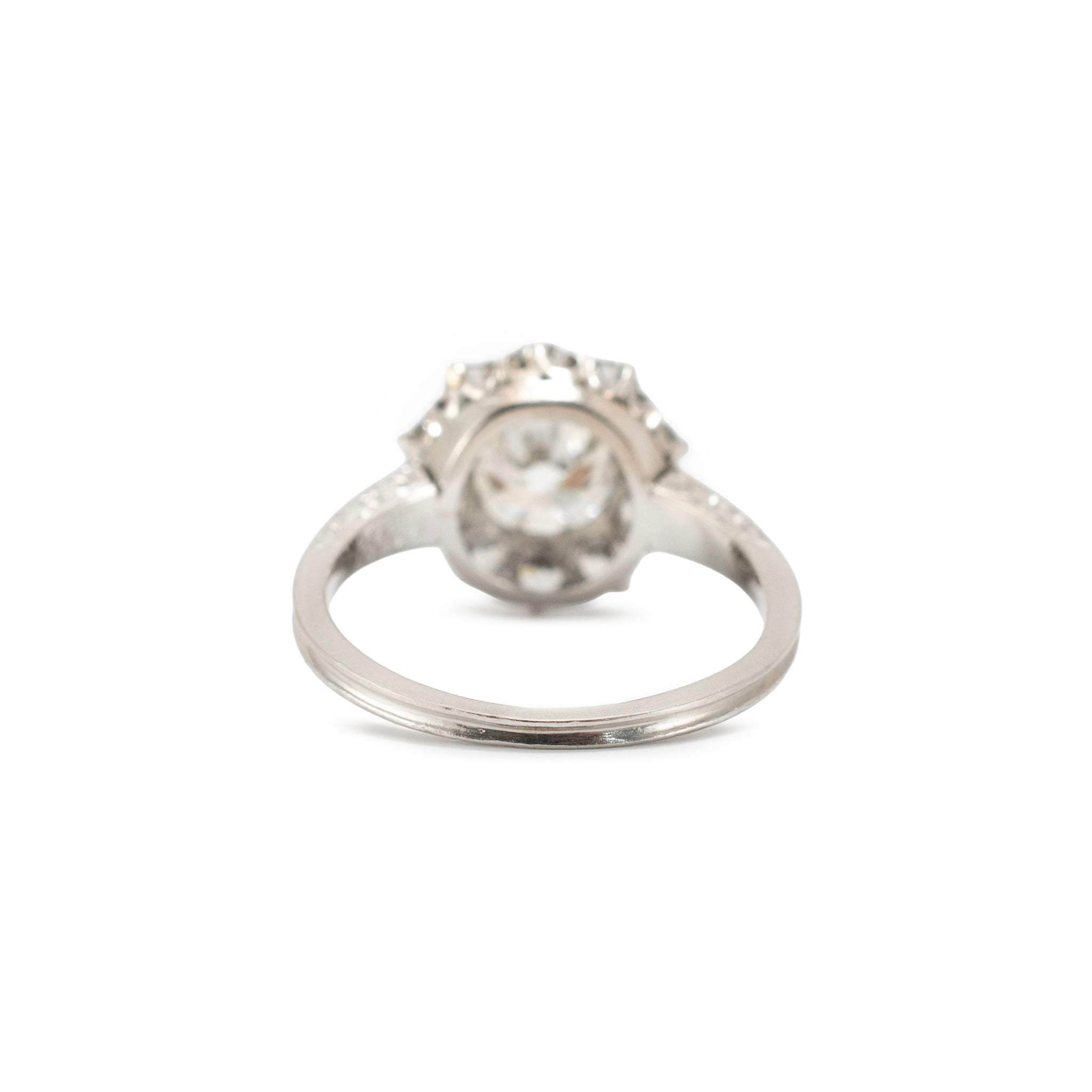 Antuiqe Platinum 1.75ctw Old European Cut Diamond Halo Filigree Engagement Ring