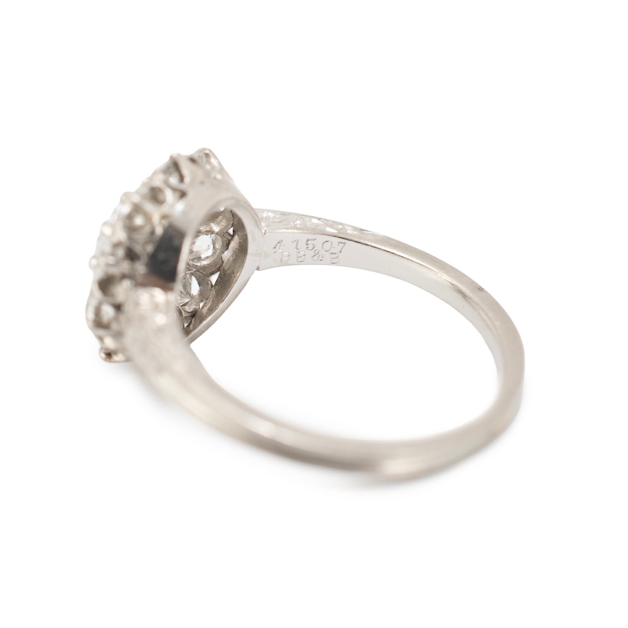 Antuiqe Platinum 1.75ctw Old European Cut Diamond Halo Filigree Engagement Ring