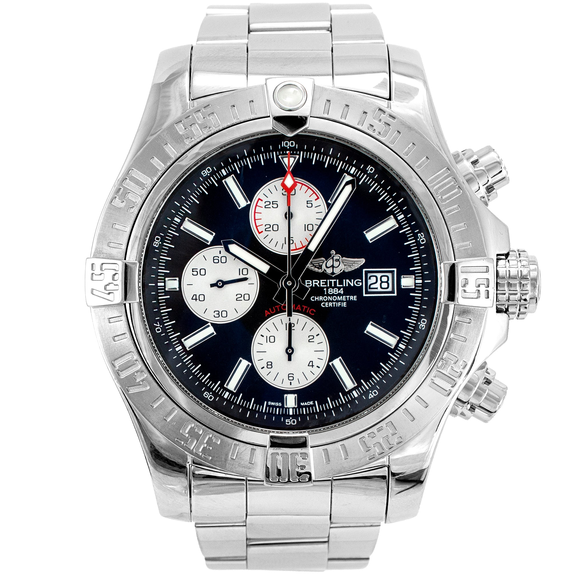 Breitling Super Avenger II 48MM A13371 Black Dial Chronograph Steel Watch