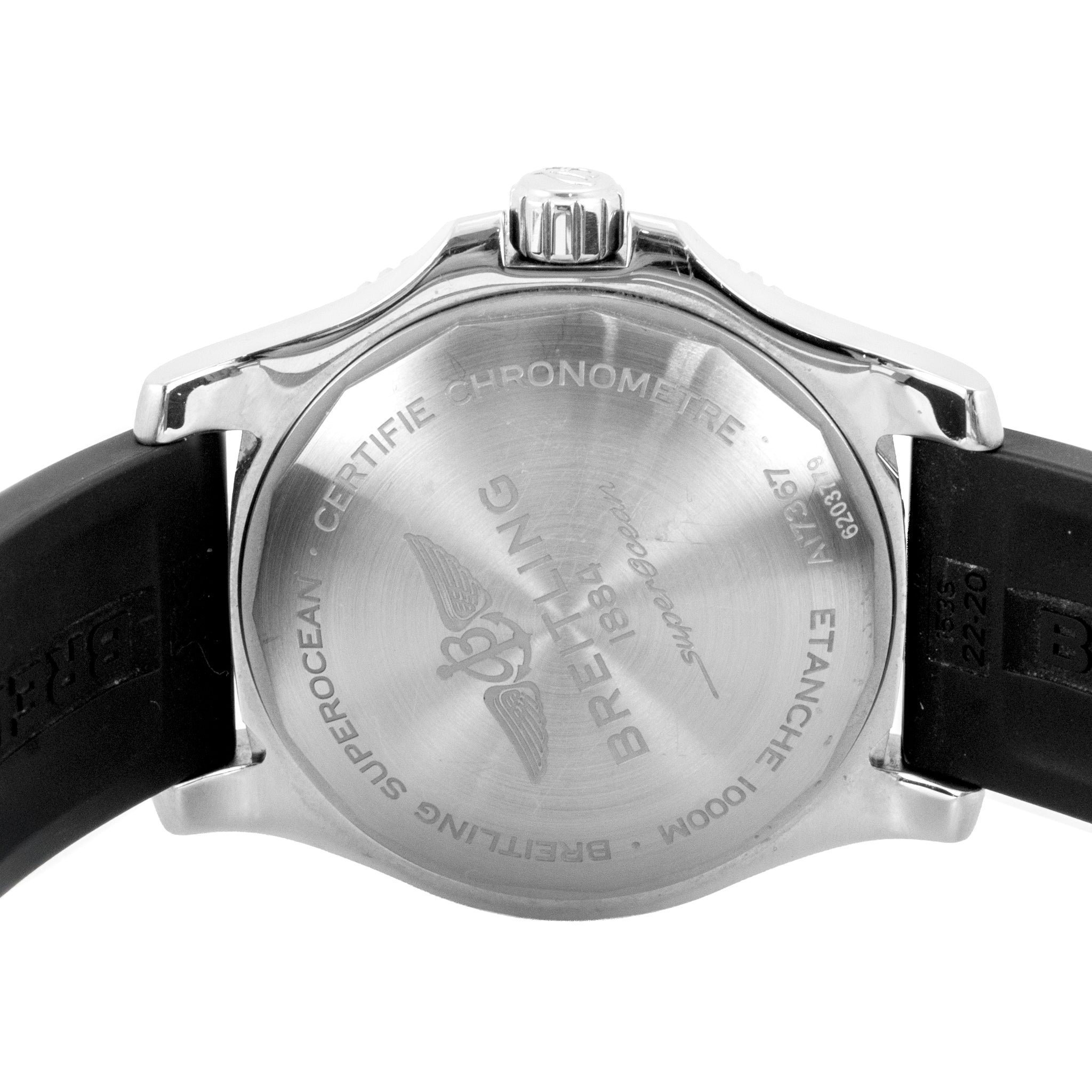 Breitling Superocean 44MM A17367 Black Dial Rubber Band Stainless Steel Watch