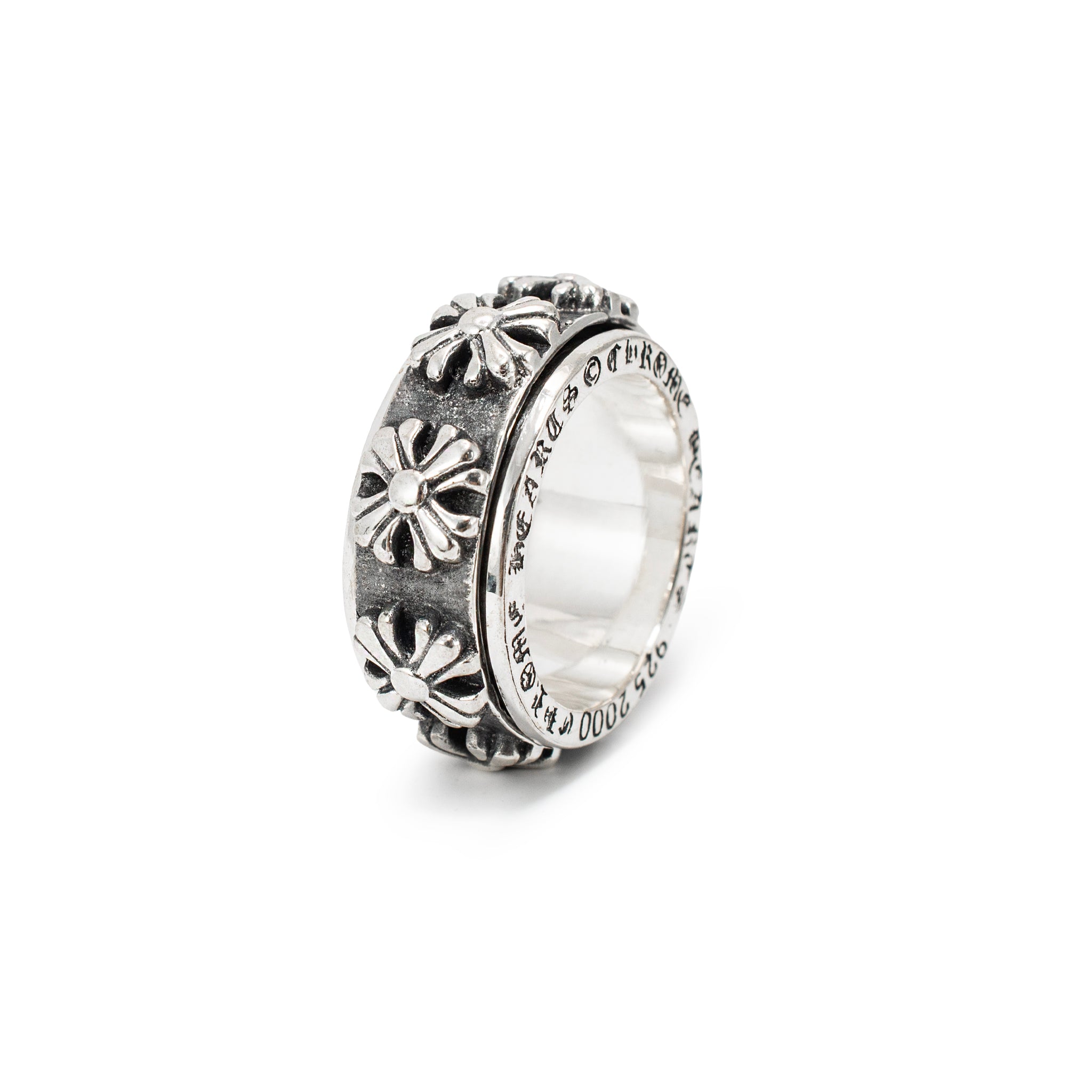 Men’s Chrome Hearts 925 Sterling Silver Spinner CH X Band Ring