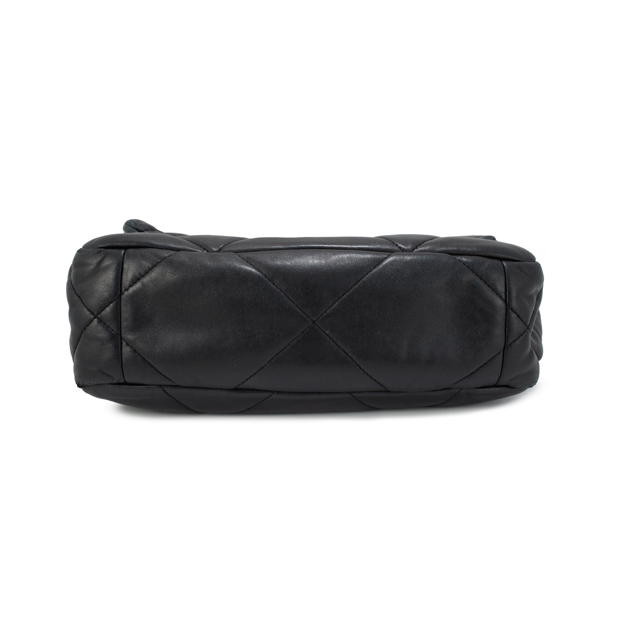 Chanel 19 Small Flap Quilted Lambskin Leather Black Metal Hardware Shoulder Bag