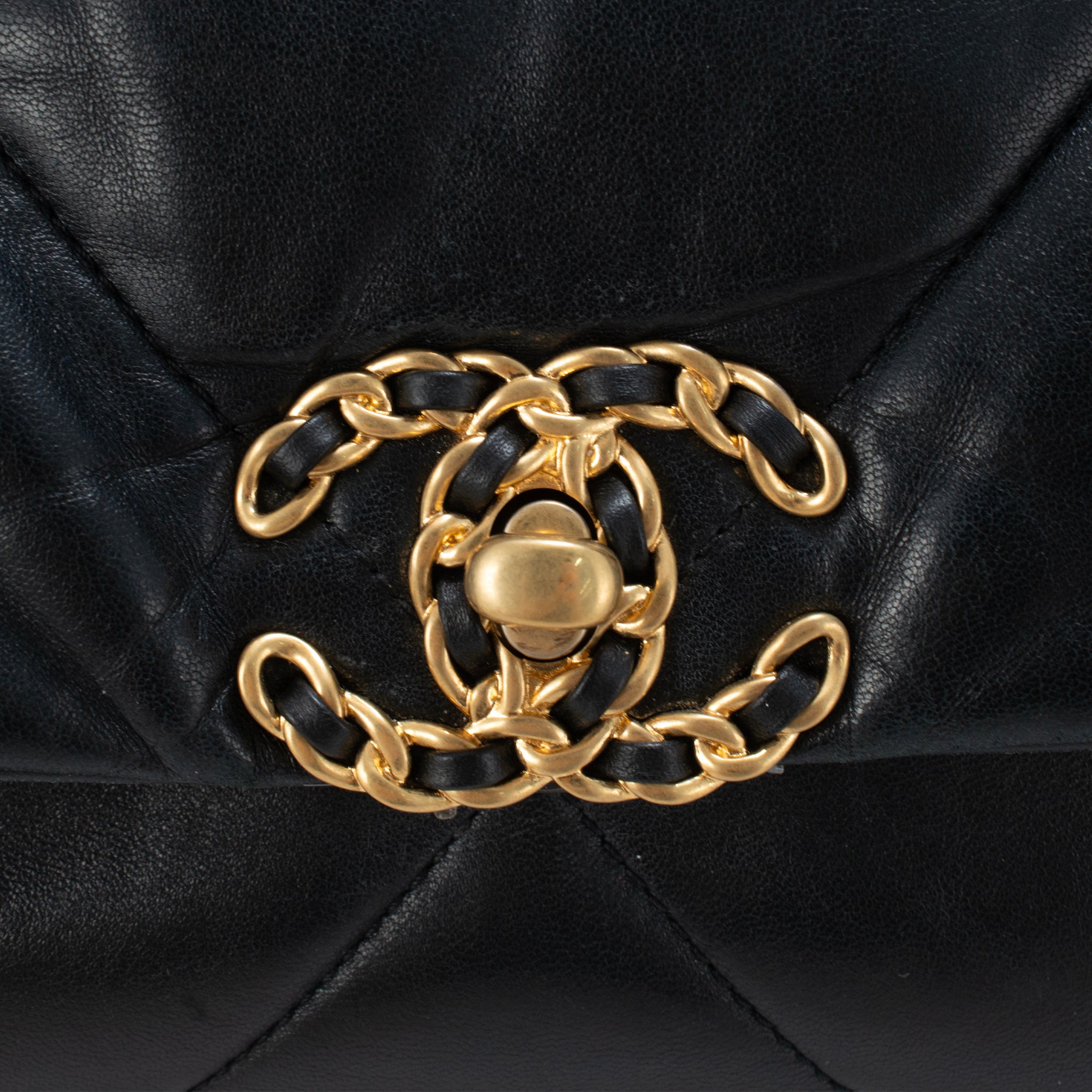 Chanel 19 Small Flap Quilted Lambskin Leather Black Metal Hardware Shoulder Bag