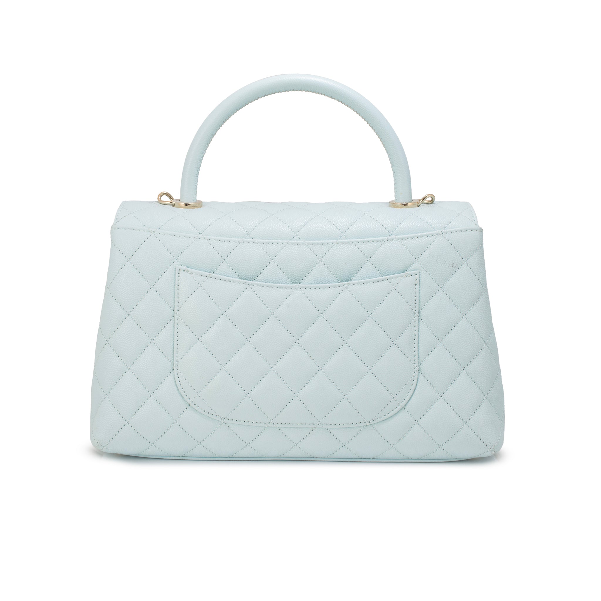 Chanel Coco Handle Medium Flap Caviar Leather Light Blue Gold-Tone Hardware Bag