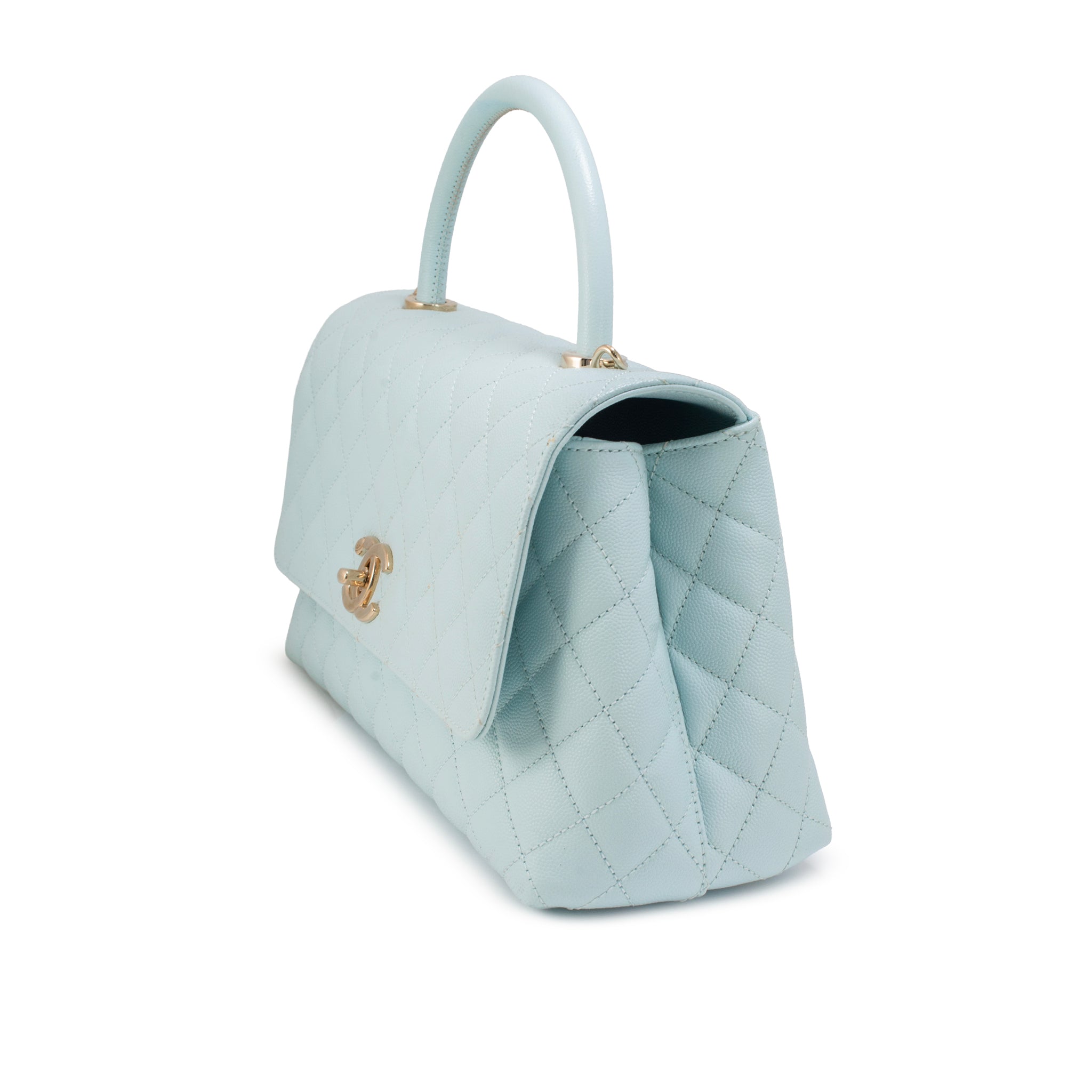 Chanel Coco Handle Medium Flap Caviar Leather Light Blue Gold-Tone Hardware Bag