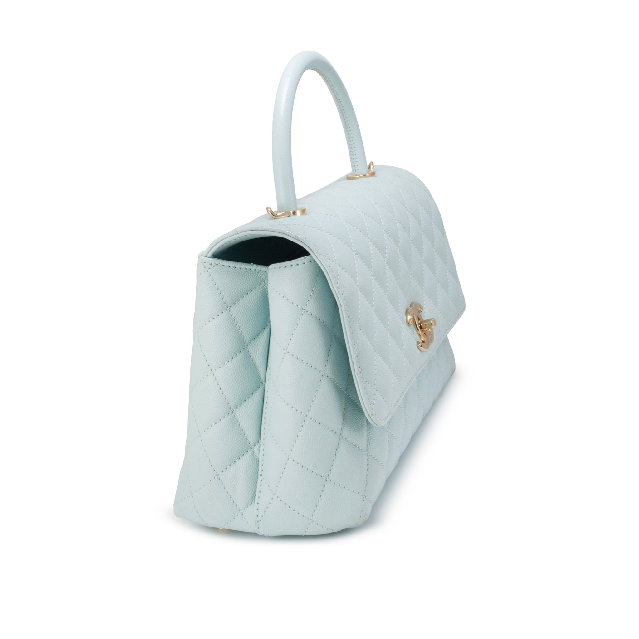 Chanel Coco Handle Medium Flap Caviar Leather Light Blue Gold-Tone Hardware Bag