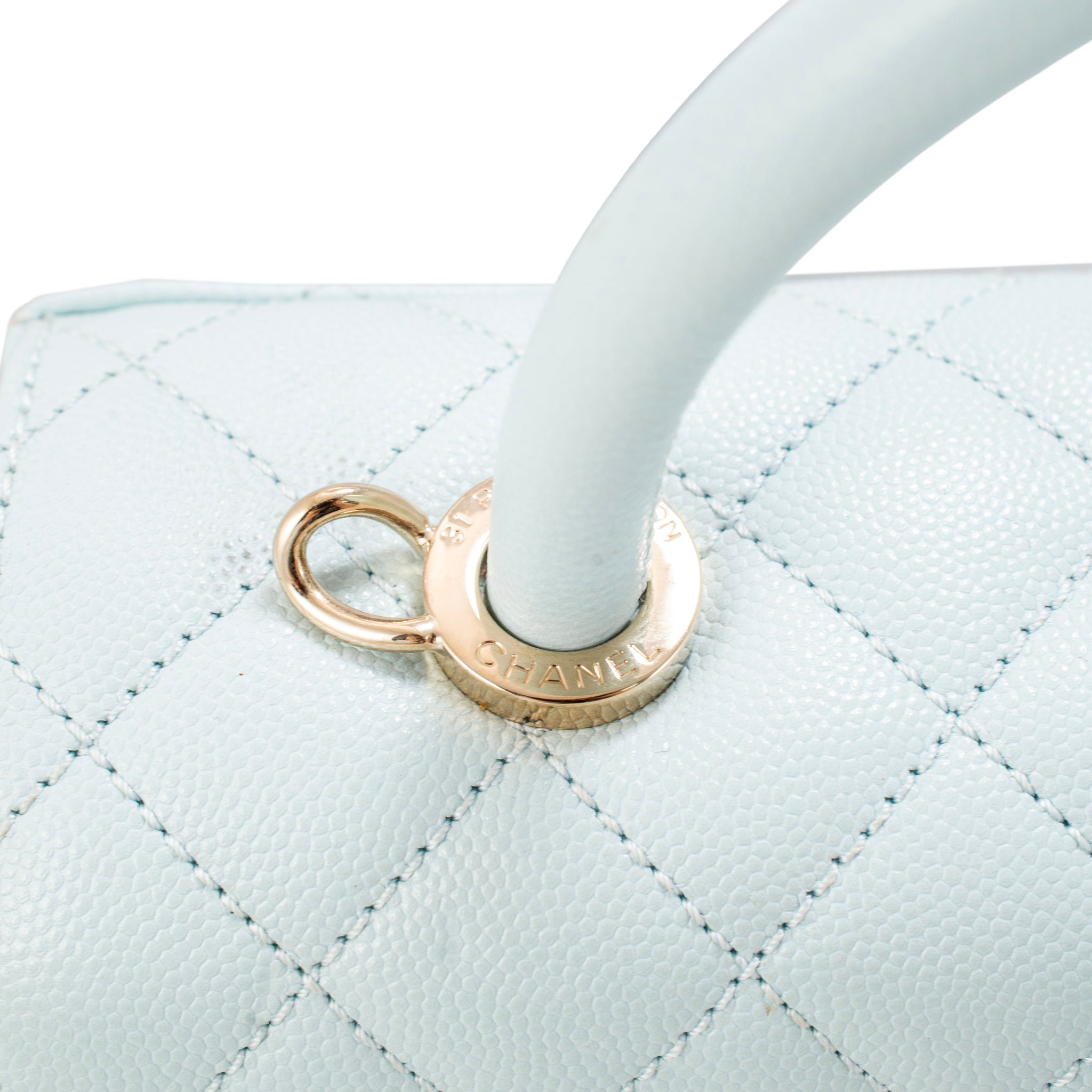 Chanel Coco Handle Medium Flap Caviar Leather Light Blue Gold-Tone Hardware Bag