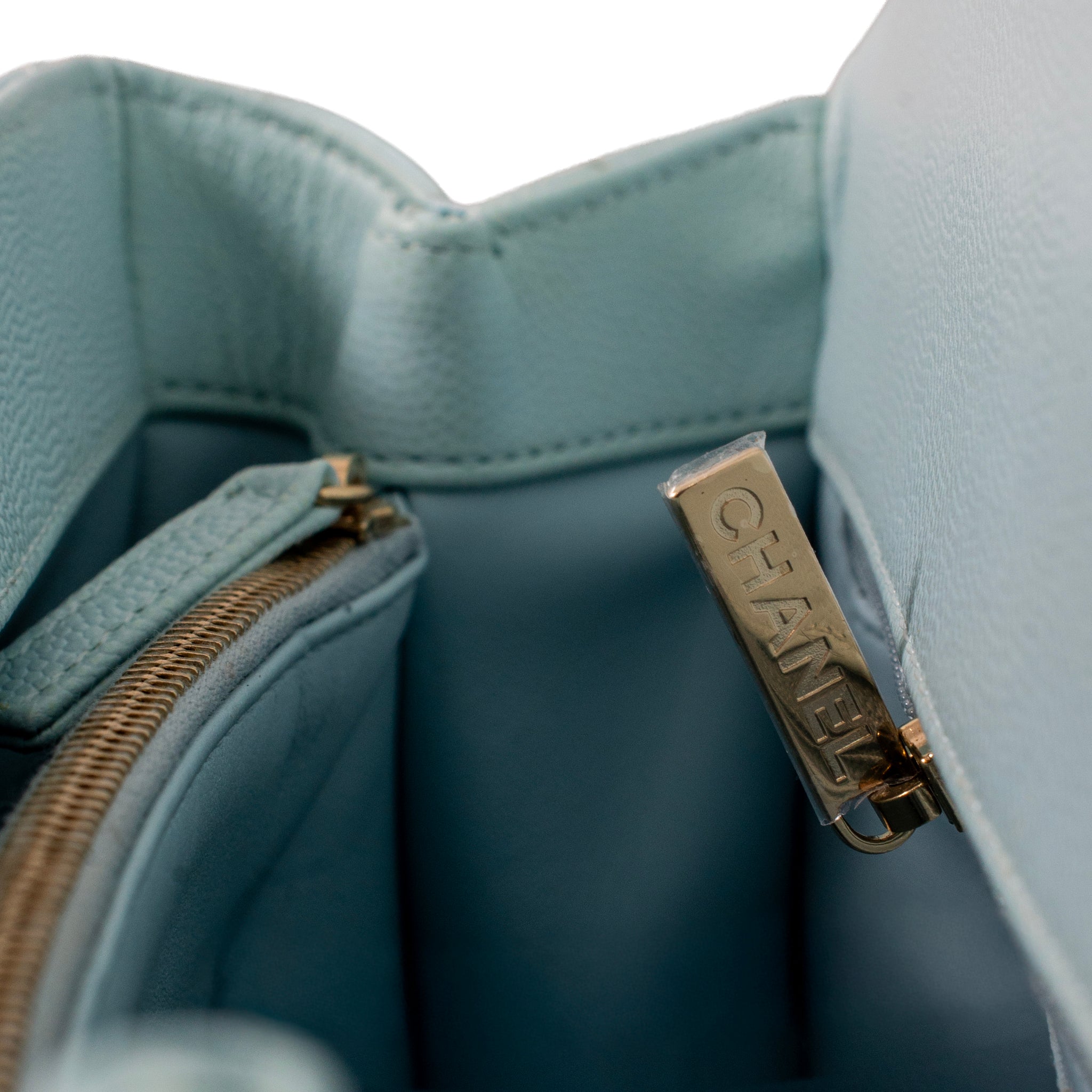 Chanel Coco Handle Medium Flap Caviar Leather Light Blue Gold-Tone Hardware Bag