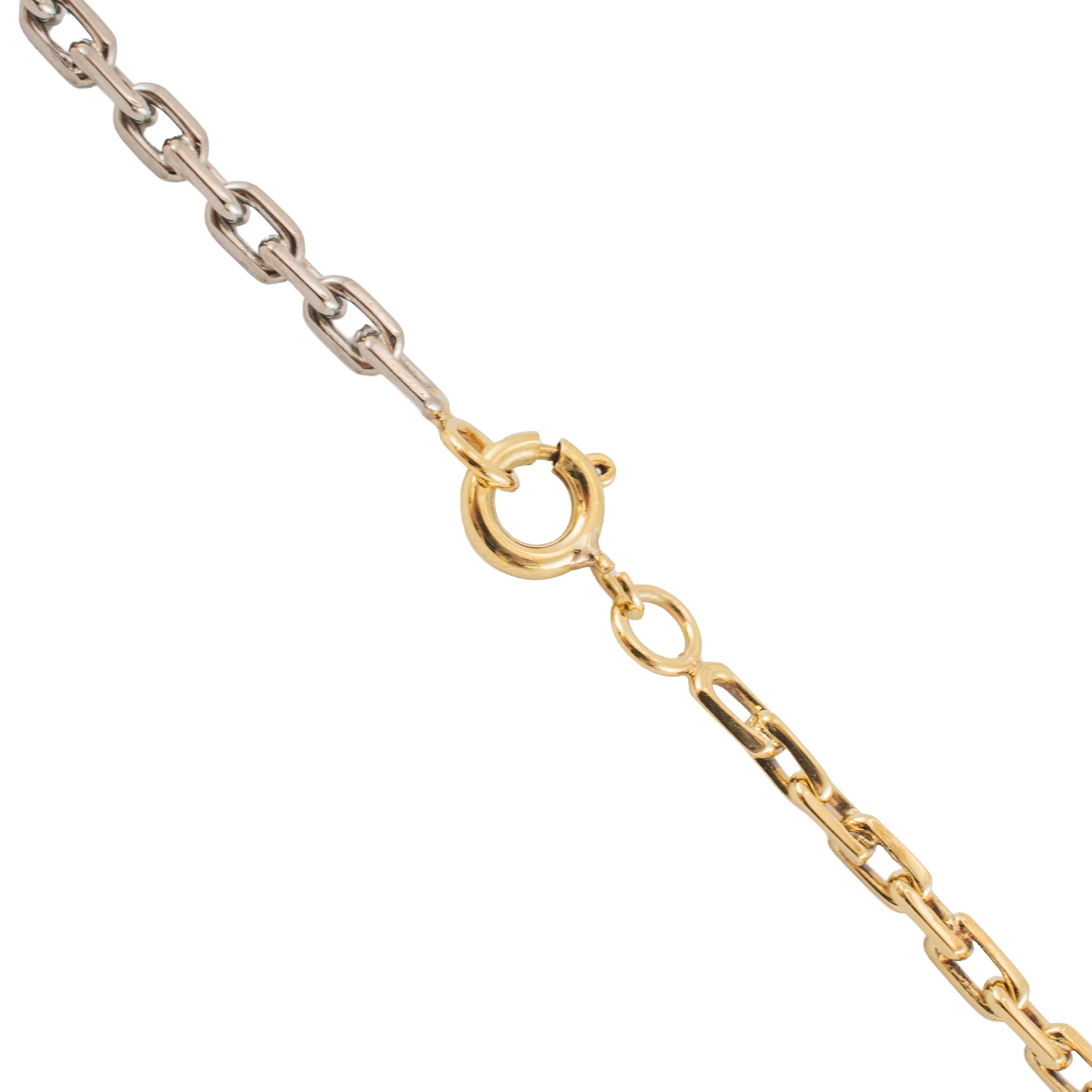 18K Yellow Gold & Sterling Silver Two Tone Choker Rolo Cable Link Chain Necklace