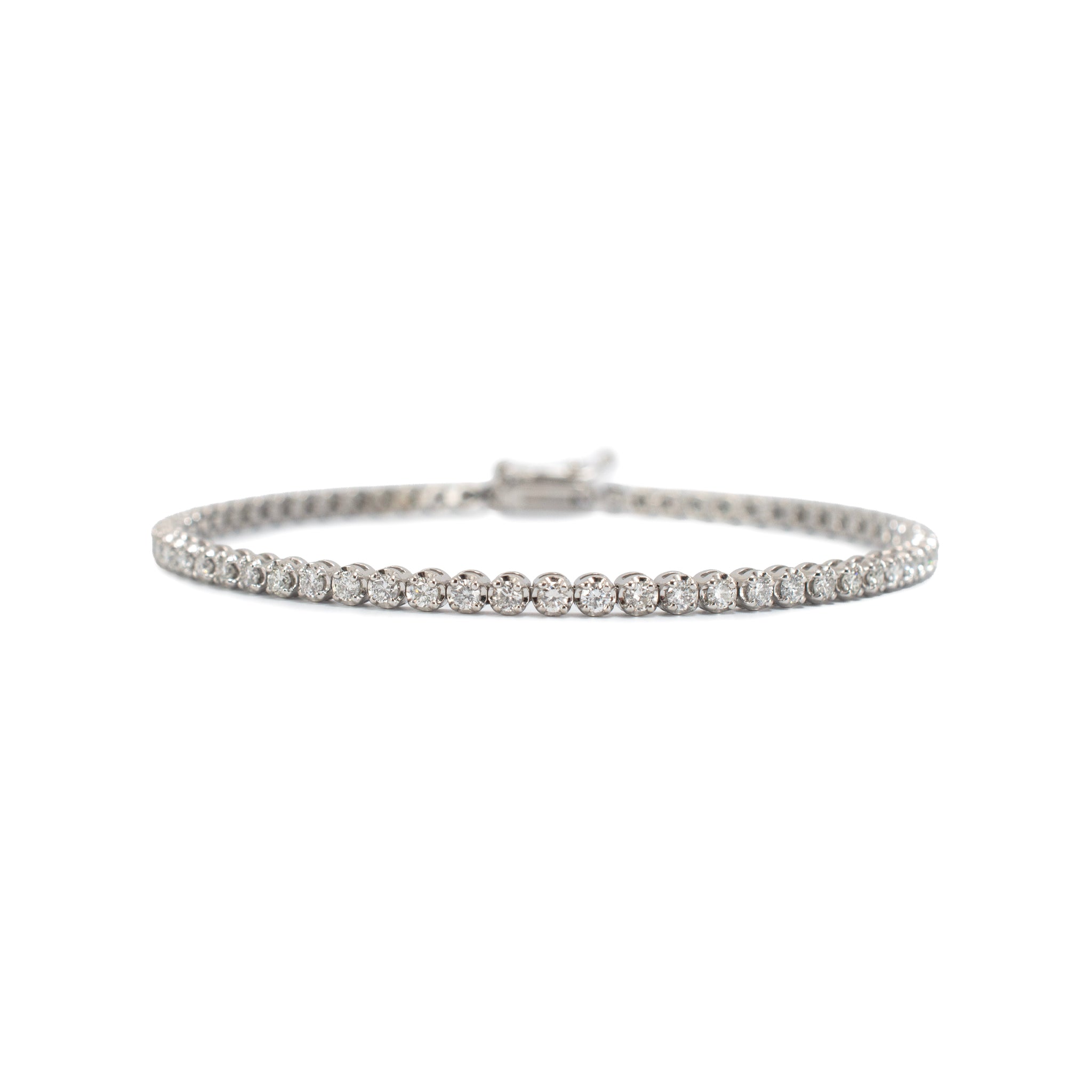 Ladies 14K White Gold 4-Prong 3.20ct Diamond Petite Tennis Bracelet