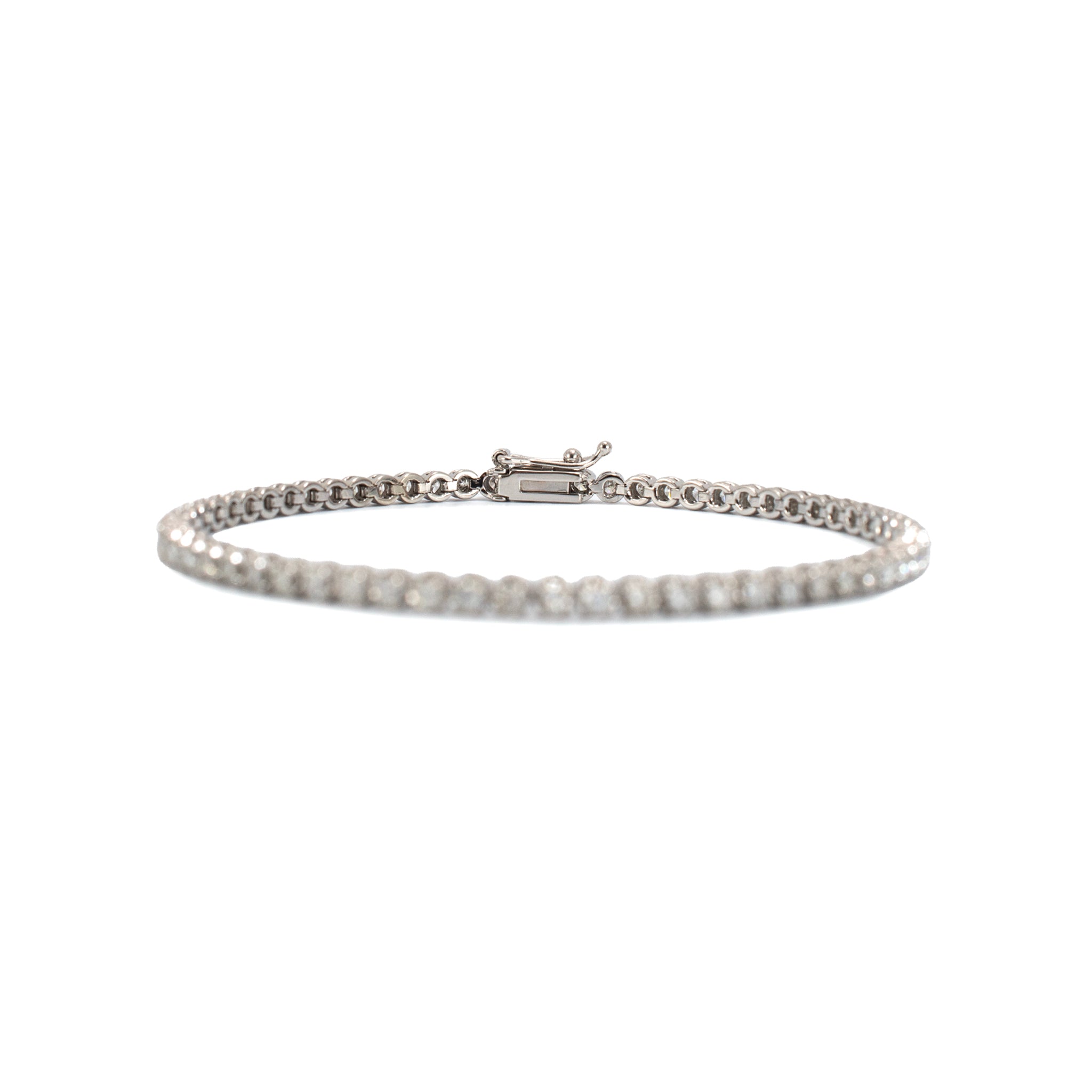Ladies 14K White Gold 4-Prong 3.20ct Diamond Petite Tennis Bracelet