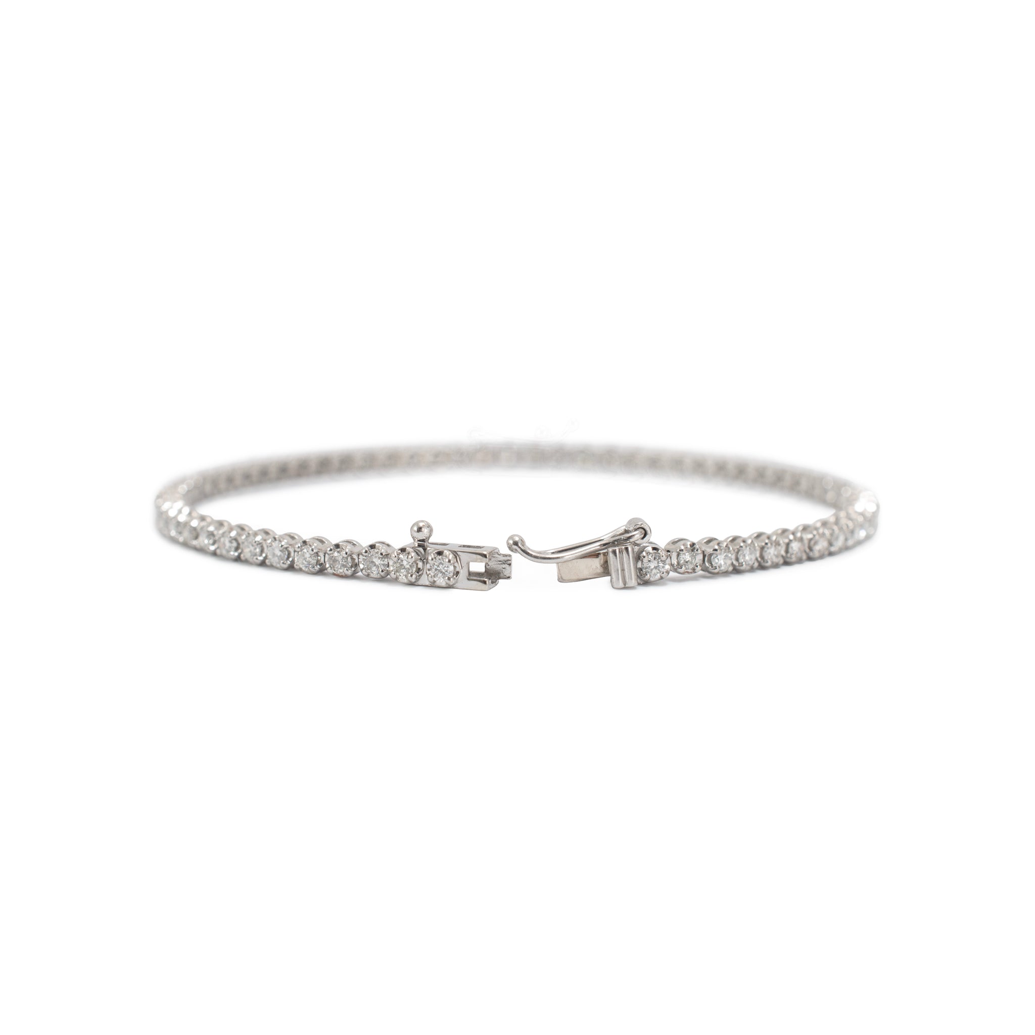 Ladies 14K White Gold 4-Prong 3.20ct Diamond Petite Tennis Bracelet