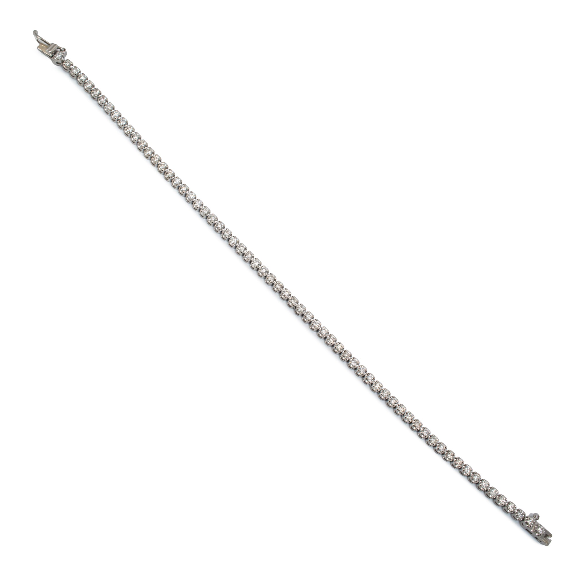 Ladies 14K White Gold 4-Prong 3.20ct Diamond Petite Tennis Bracelet