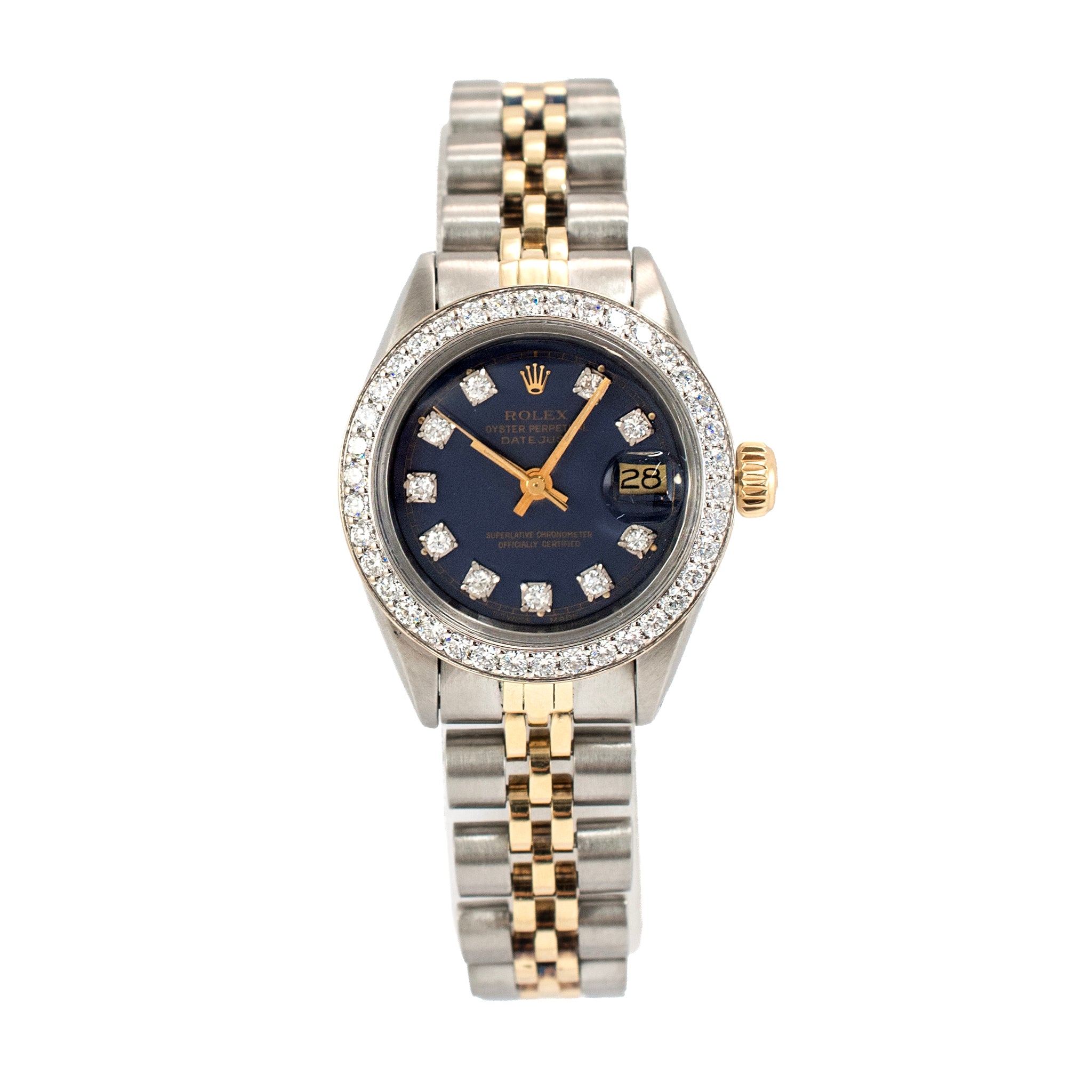 Ladies Rolex Oyster Perpetual Date 26MM 6917 Diamond Jubilee Gold Steel Watch