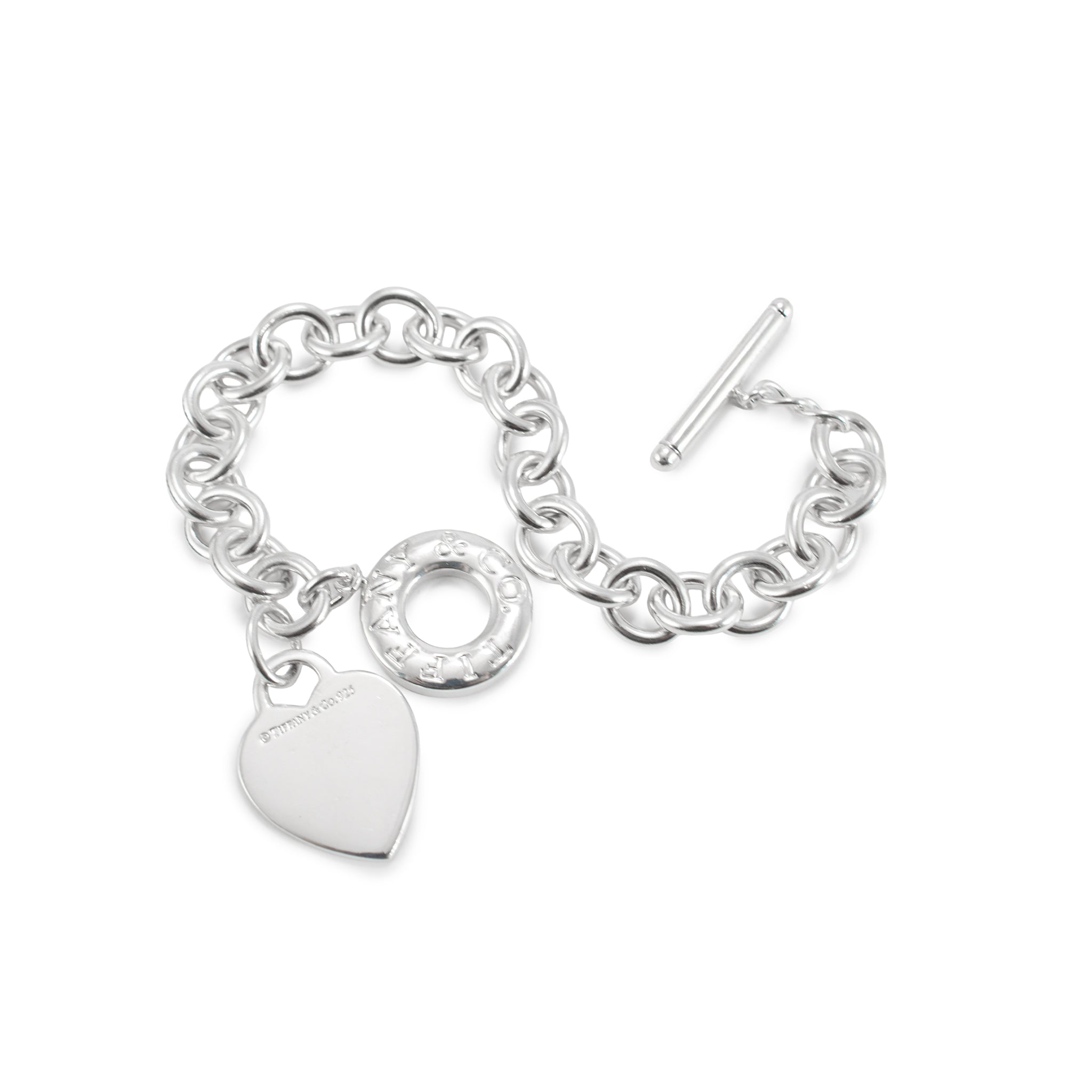 Tiffany & Co. Heart Tag Toggle 925 Sterling Silver Charm Link Bracelet