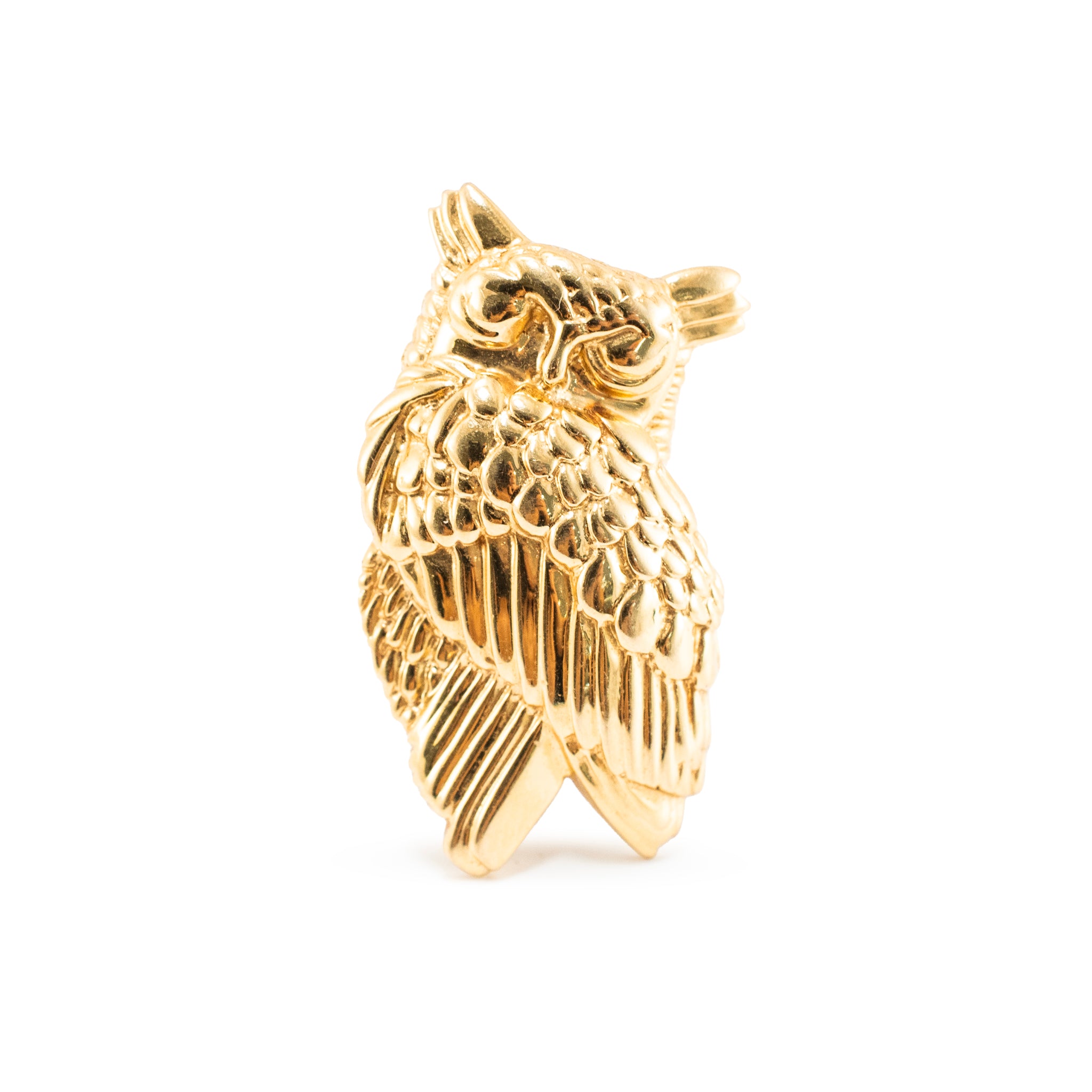 Vintage Tiffany & Co. 14K Yellow Gold Textured Owl PIN Brooch