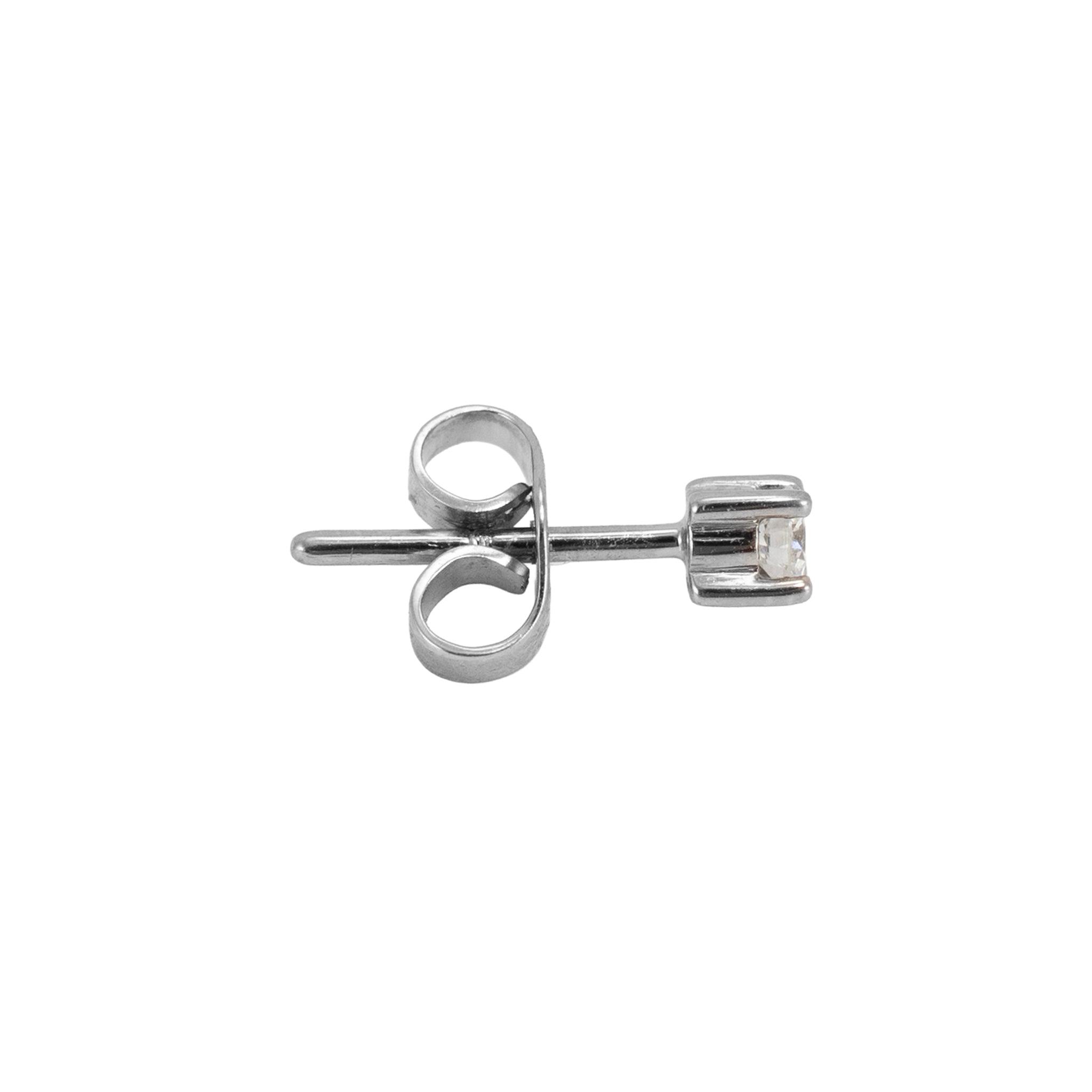 Unisex 14K White Gold 0.16ctw Round Diamond Push Back Petite Stud Earrings