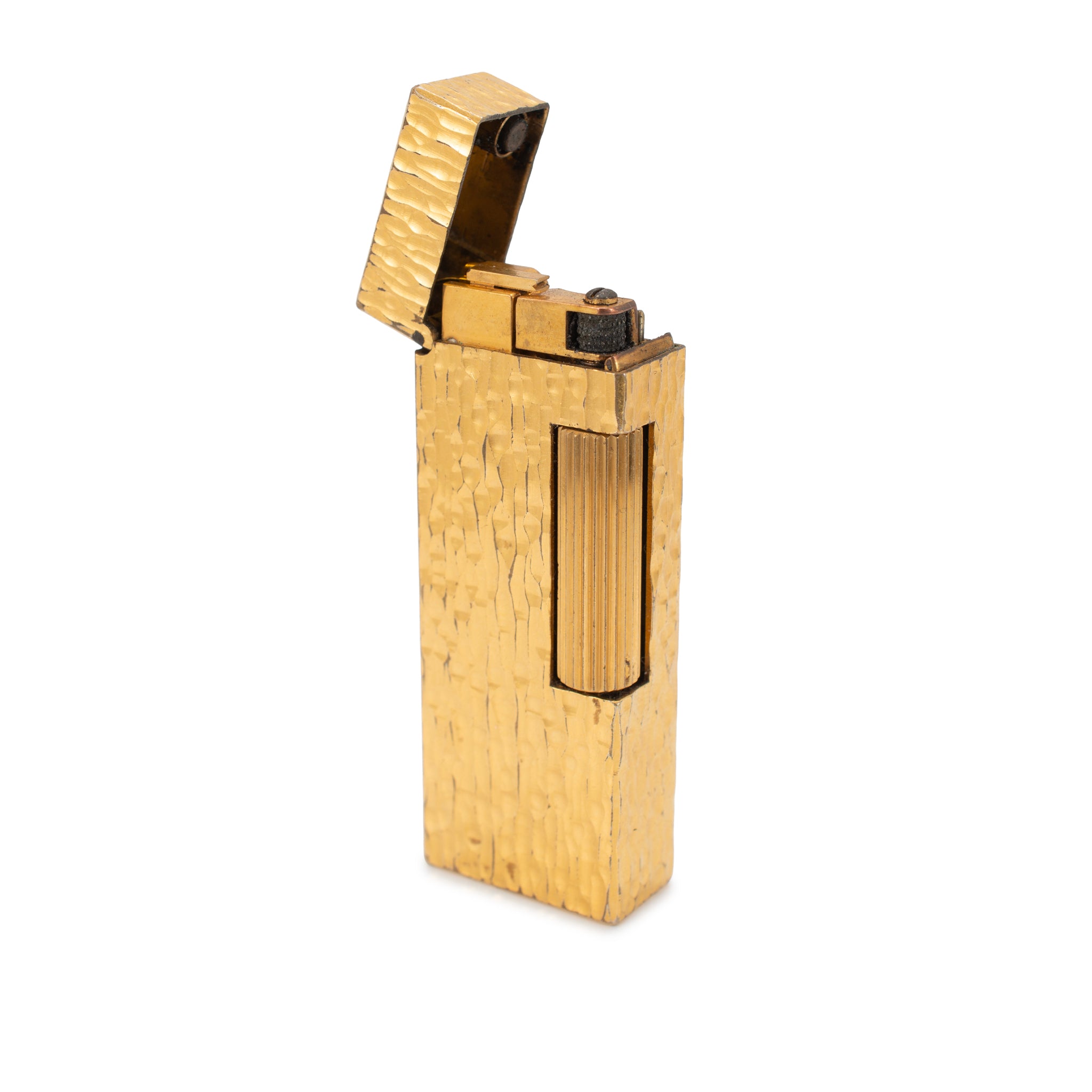 Vintage Dunhill Rollagas Swiss Made Gold Plated Bark Finish Lighter