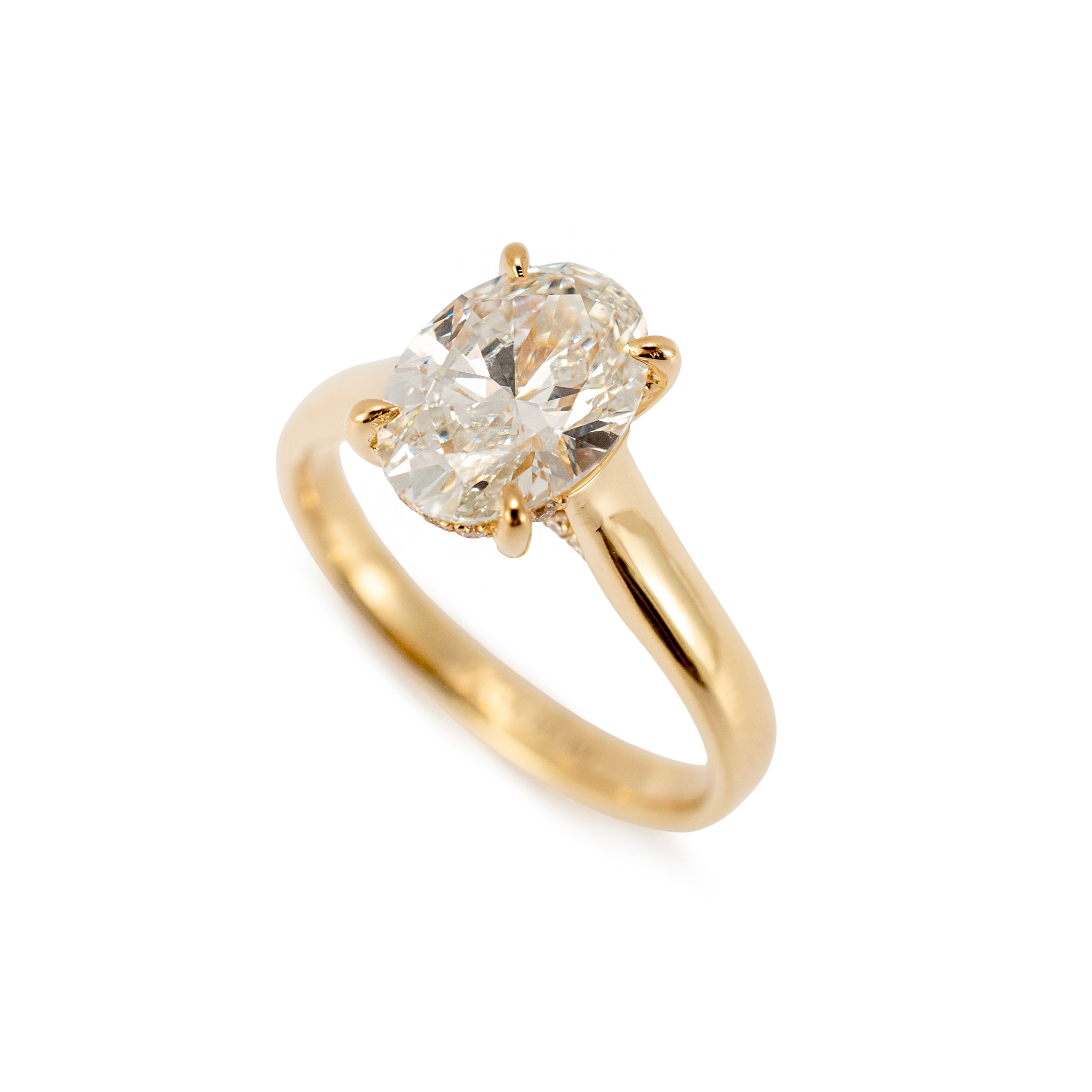 18K Yellow Gold 2.10ct Igi Oval Lab Grown Diamond Solitaire Engagement Ring