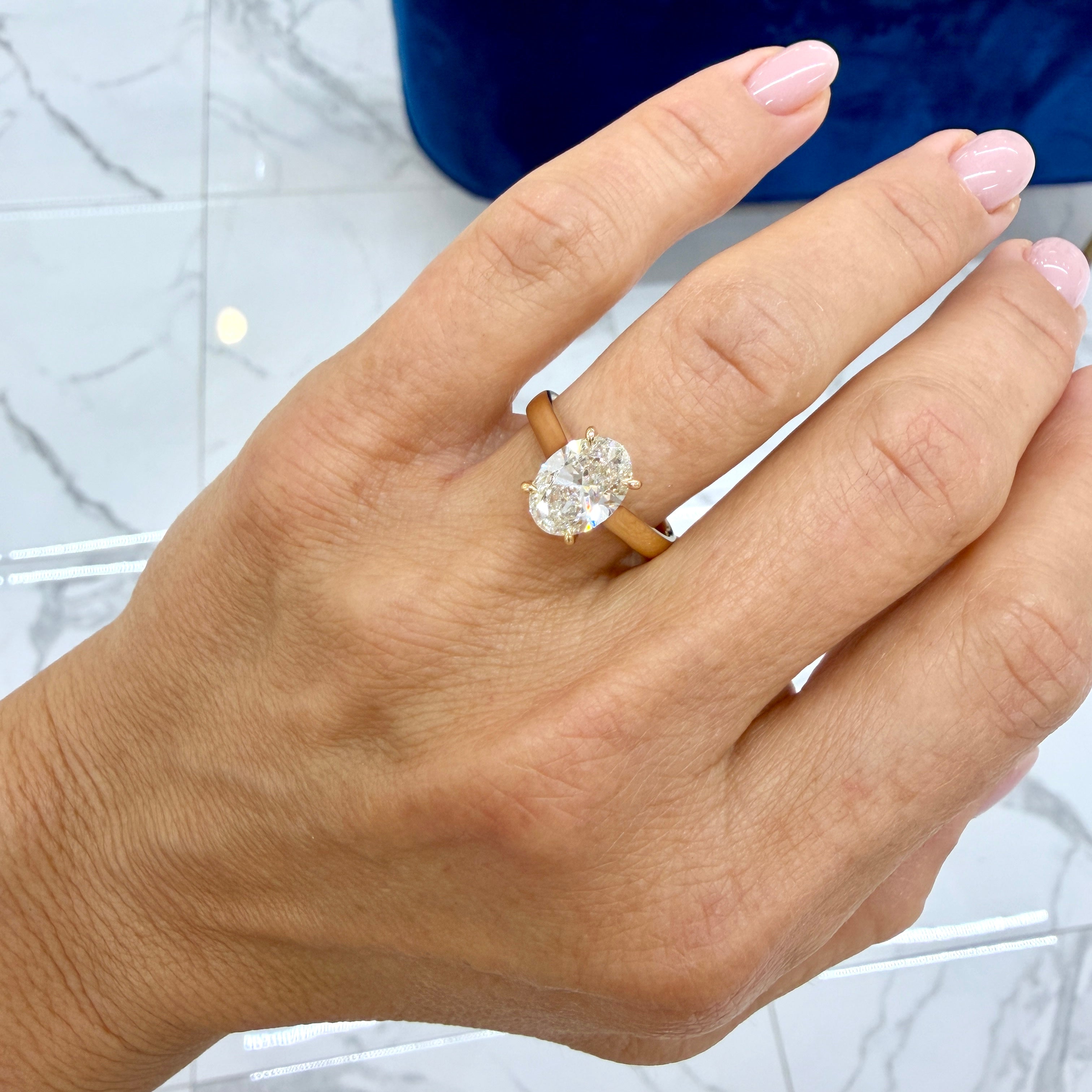 18K Yellow Gold 2.10ct Igi Oval Lab Grown Diamond Solitaire Engagement Ring