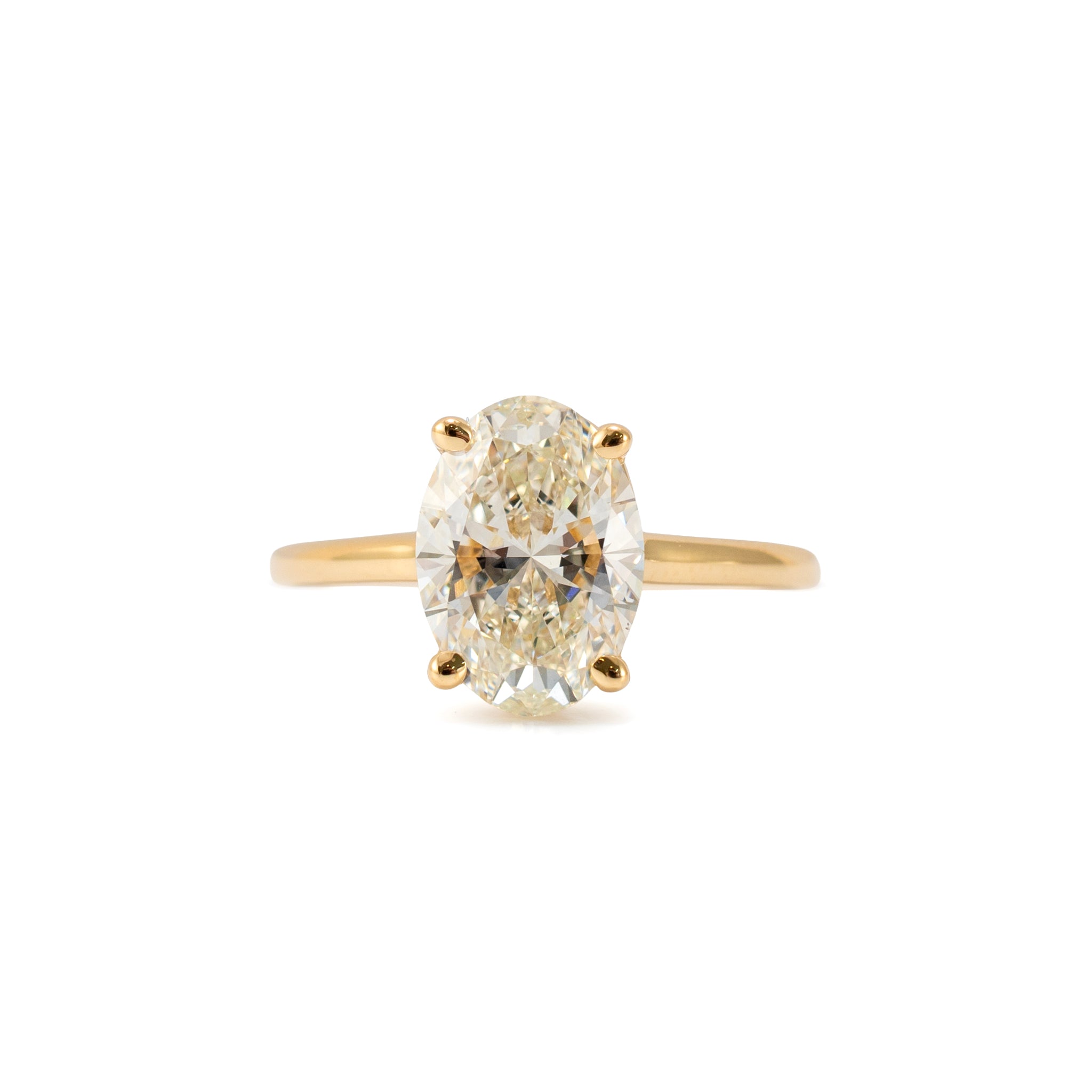 14K Yellow Gold 3.01ct Igi Oval Cut Lab Grown Diamond Solitaire Engagement Ring