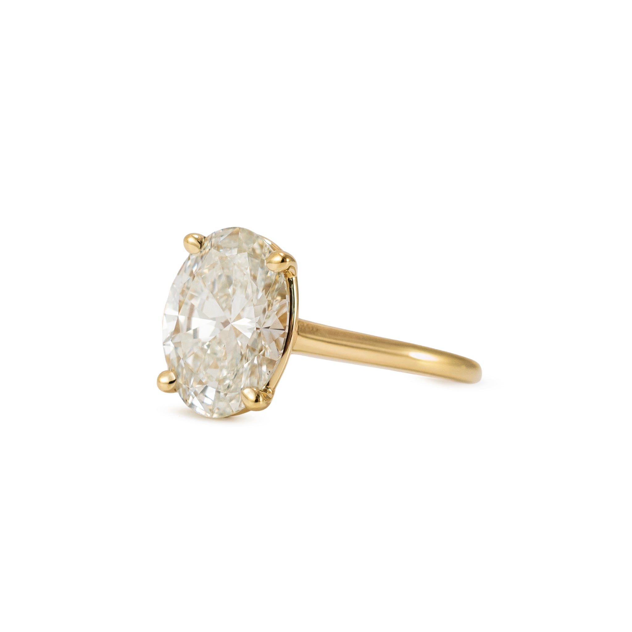 14K Yellow Gold 3.01ct Igi Oval Cut Lab Grown Diamond Solitaire Engagement Ring
