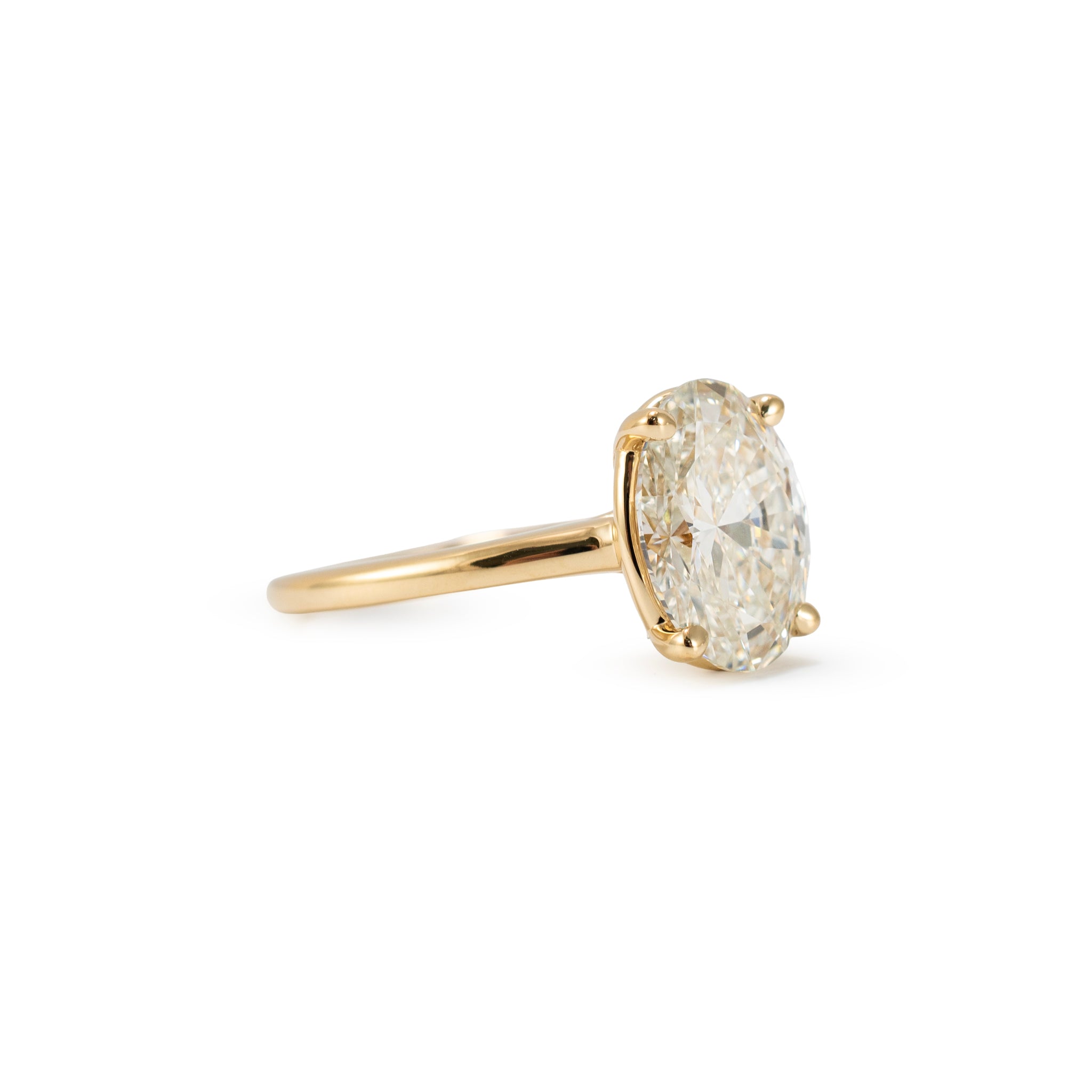 14K Yellow Gold 3.01ct Igi Oval Cut Lab Grown Diamond Solitaire Engagement Ring