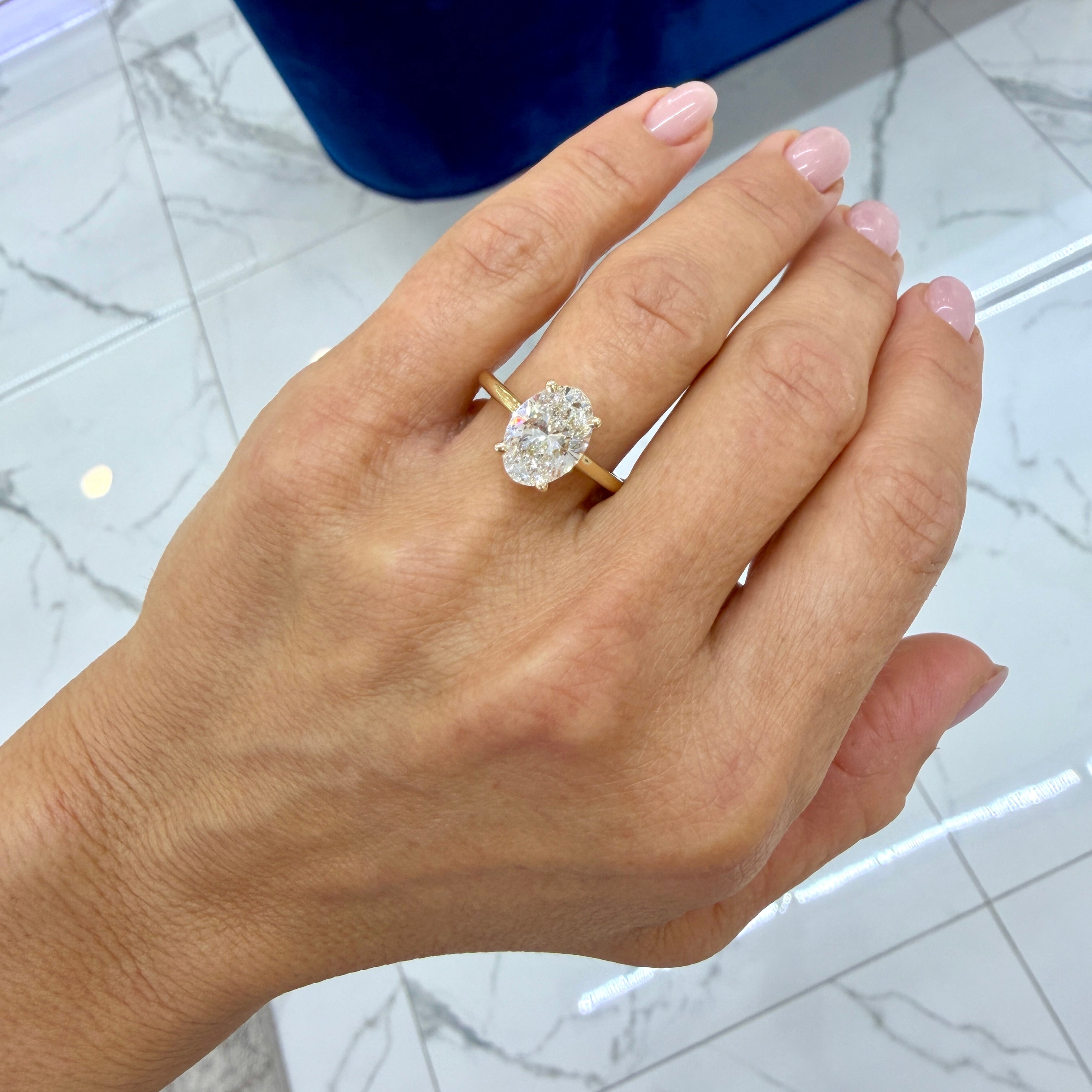 14K Yellow Gold 3.01ct Igi Oval Cut Lab Grown Diamond Solitaire Engagement Ring