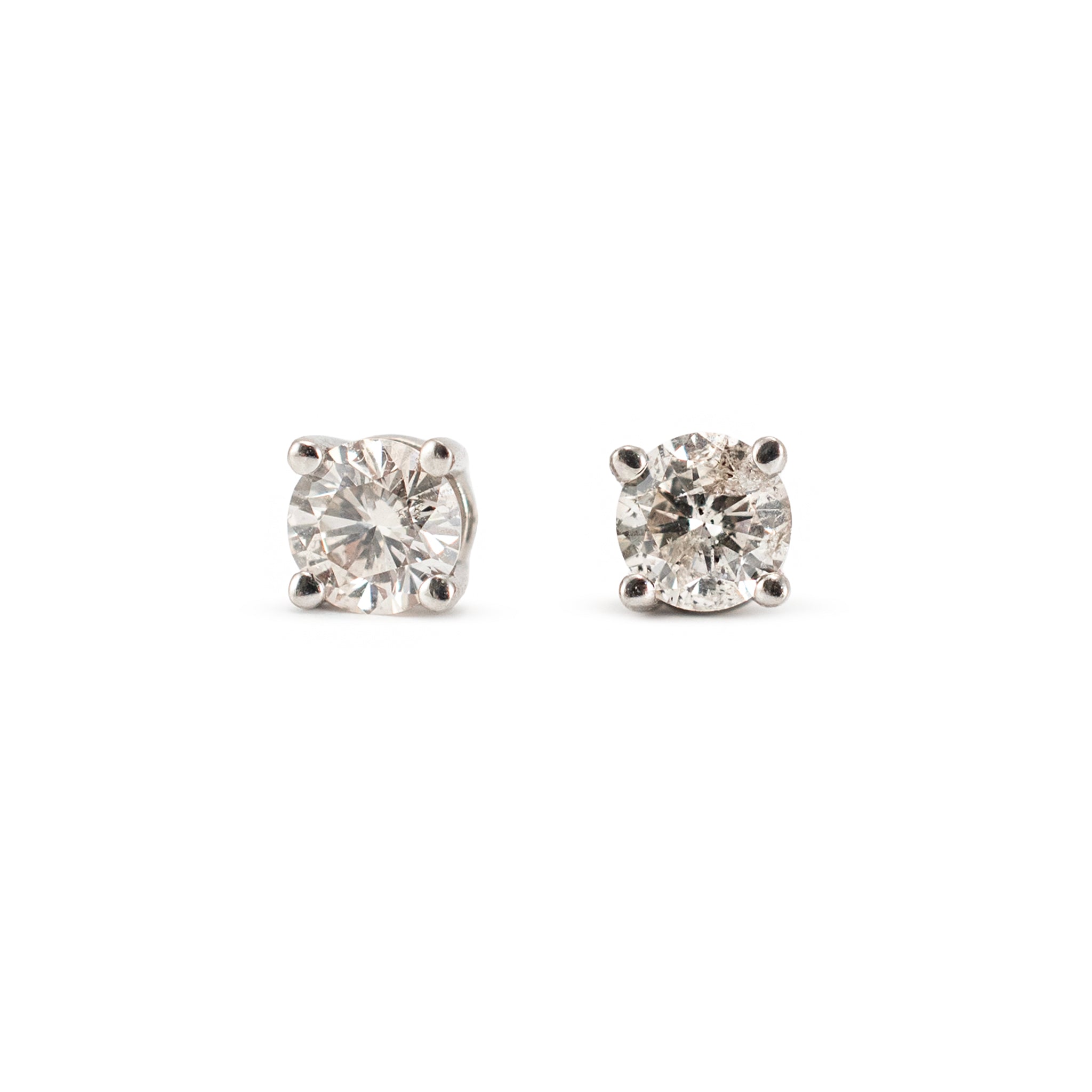 Unisex 14K White Gold 0.44ctw Round Diamond Screw Back Petite Stud Earrings
