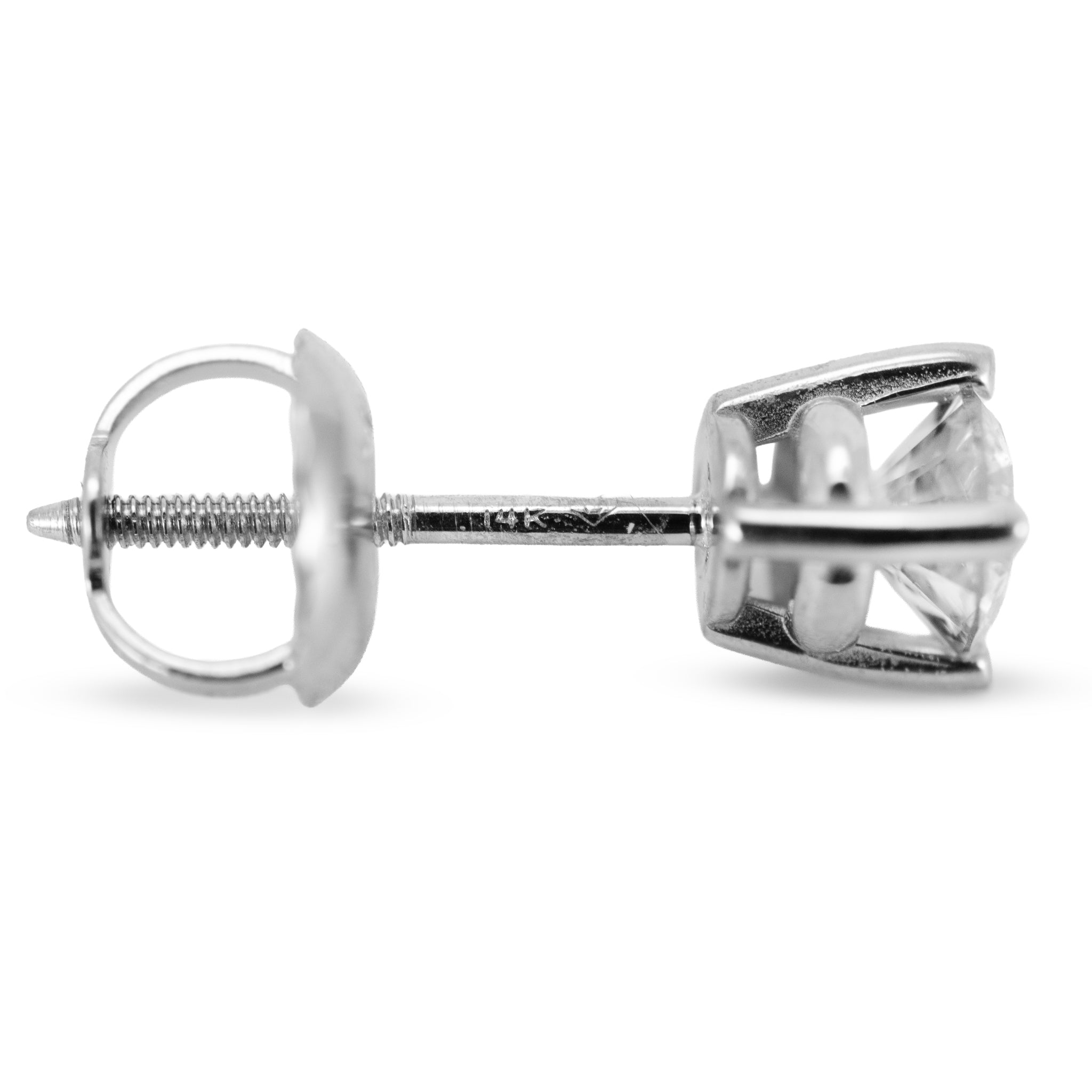Unisex 14K White Gold 0.44ctw Round Diamond Screw Back Petite Stud Earrings