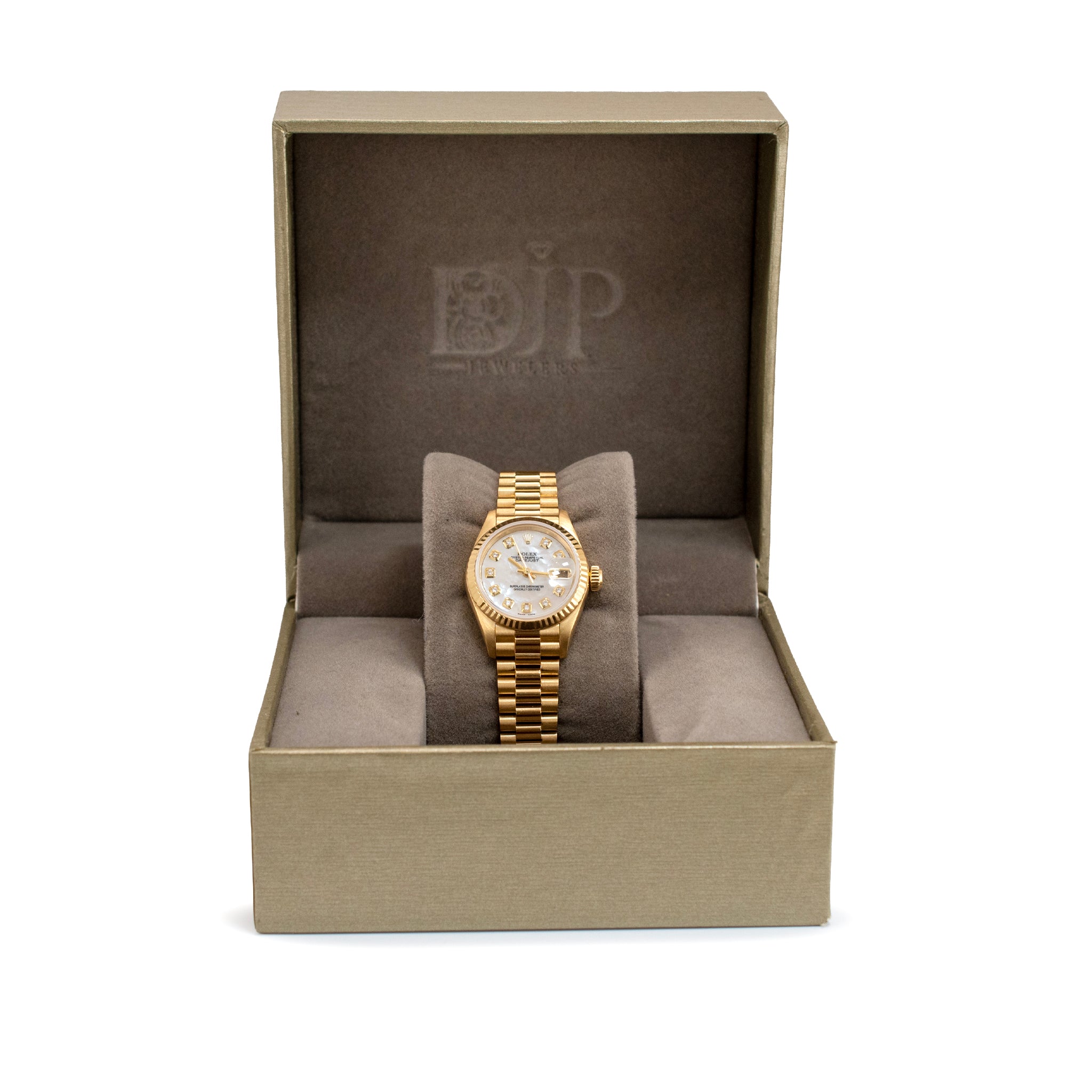 Ladies Rolex Datejust 26MM 69178 Mop Diamond Dial Presidential 18K Gold Watch