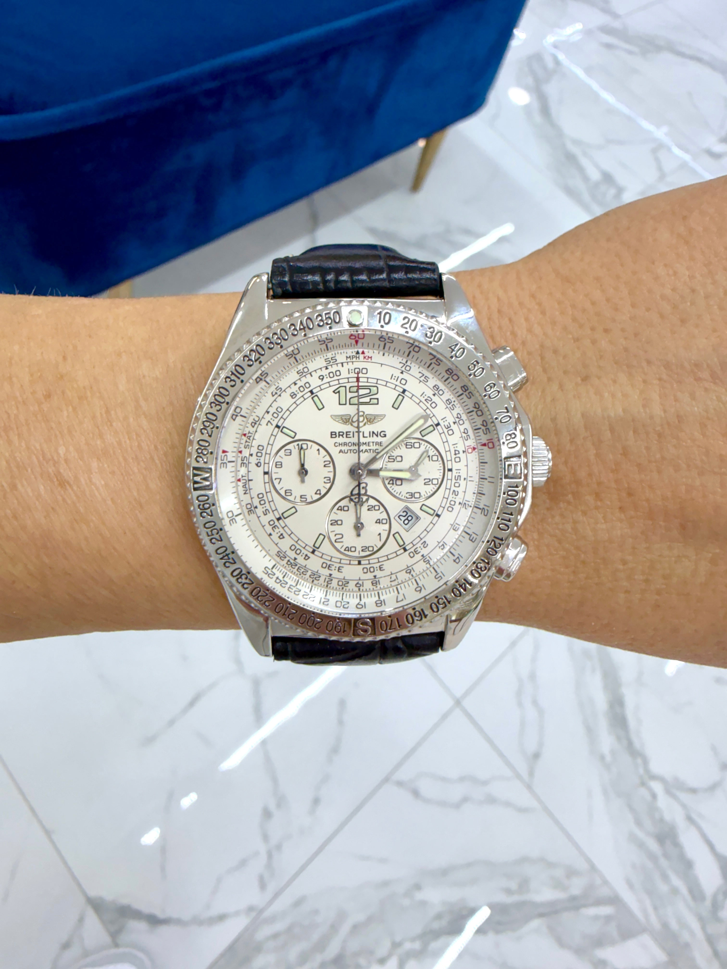 Breitling B-Two 44MM A42362 White Dial Chronograph Steel Watch