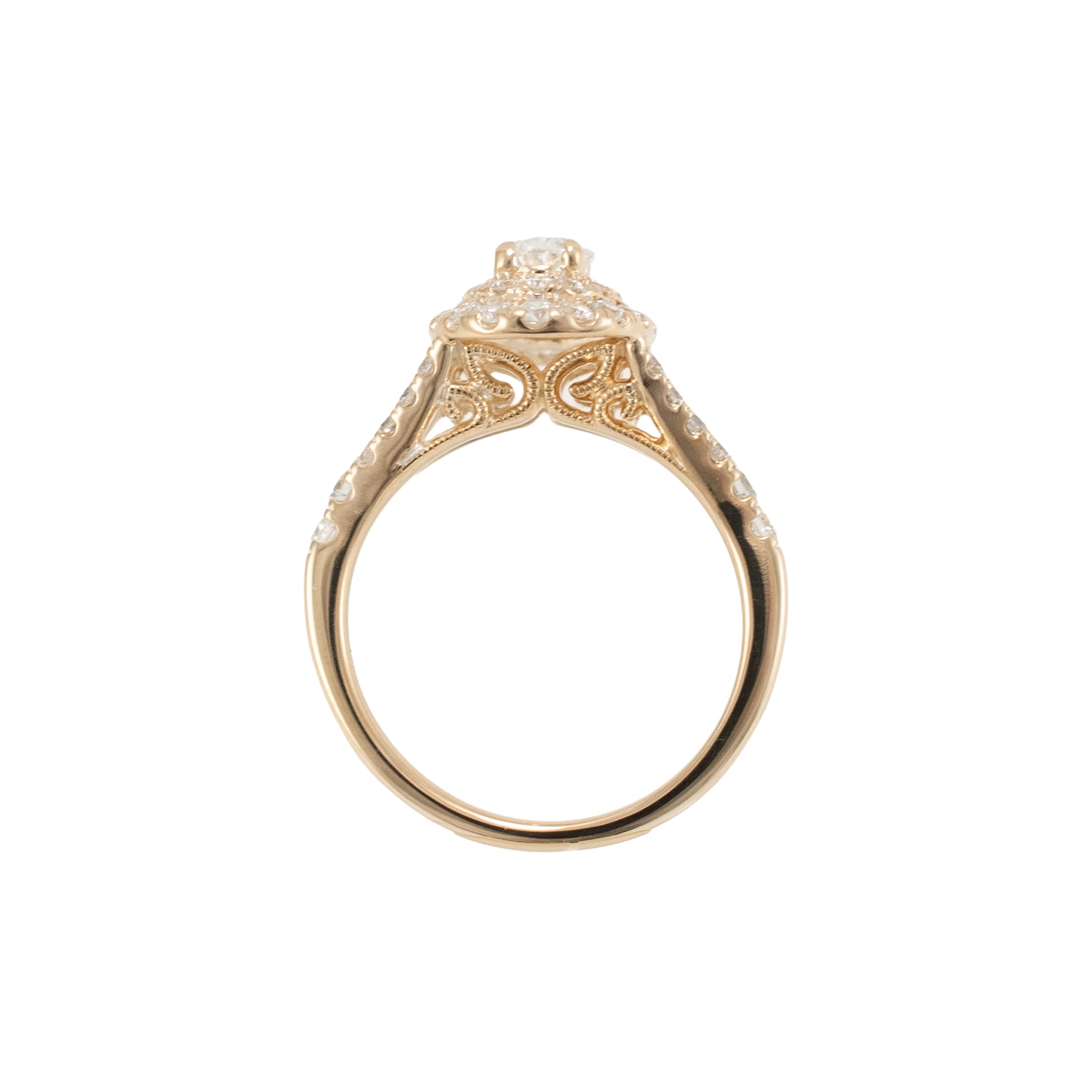 14K Yellow Gold 1.01ct Gcal Oval Lab Grown Diamond Double Halo Engagement Ring