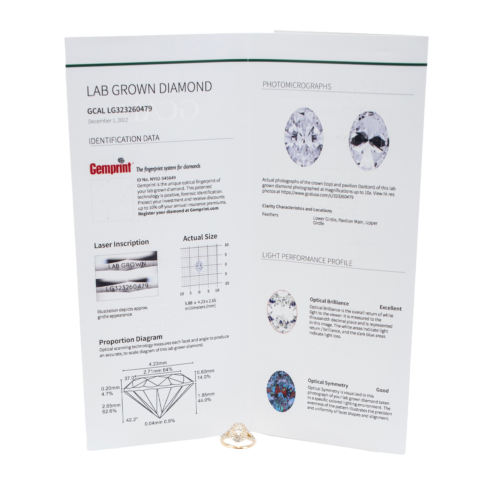 14K Yellow Gold 1.01ct Gcal Oval Lab Grown Diamond Double Halo Engagement Ring