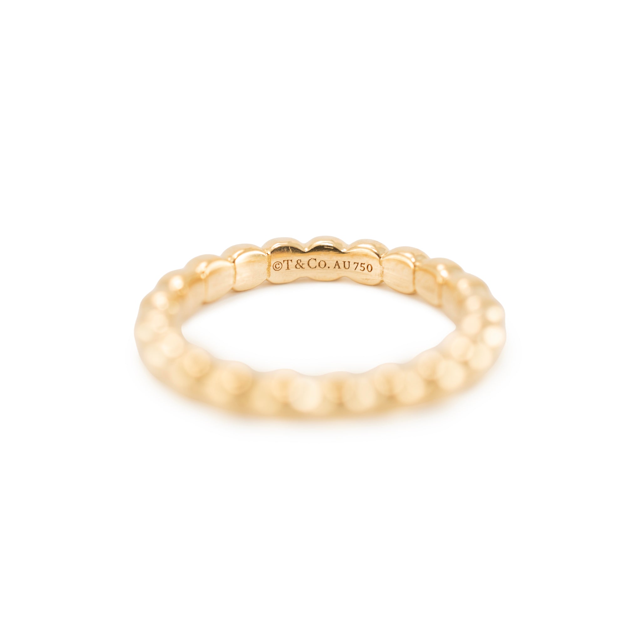 Tiffany & Co. 18K Yellow Gold Comfort-Fit Shank Ball Ziegfeld Beaded Band Ring