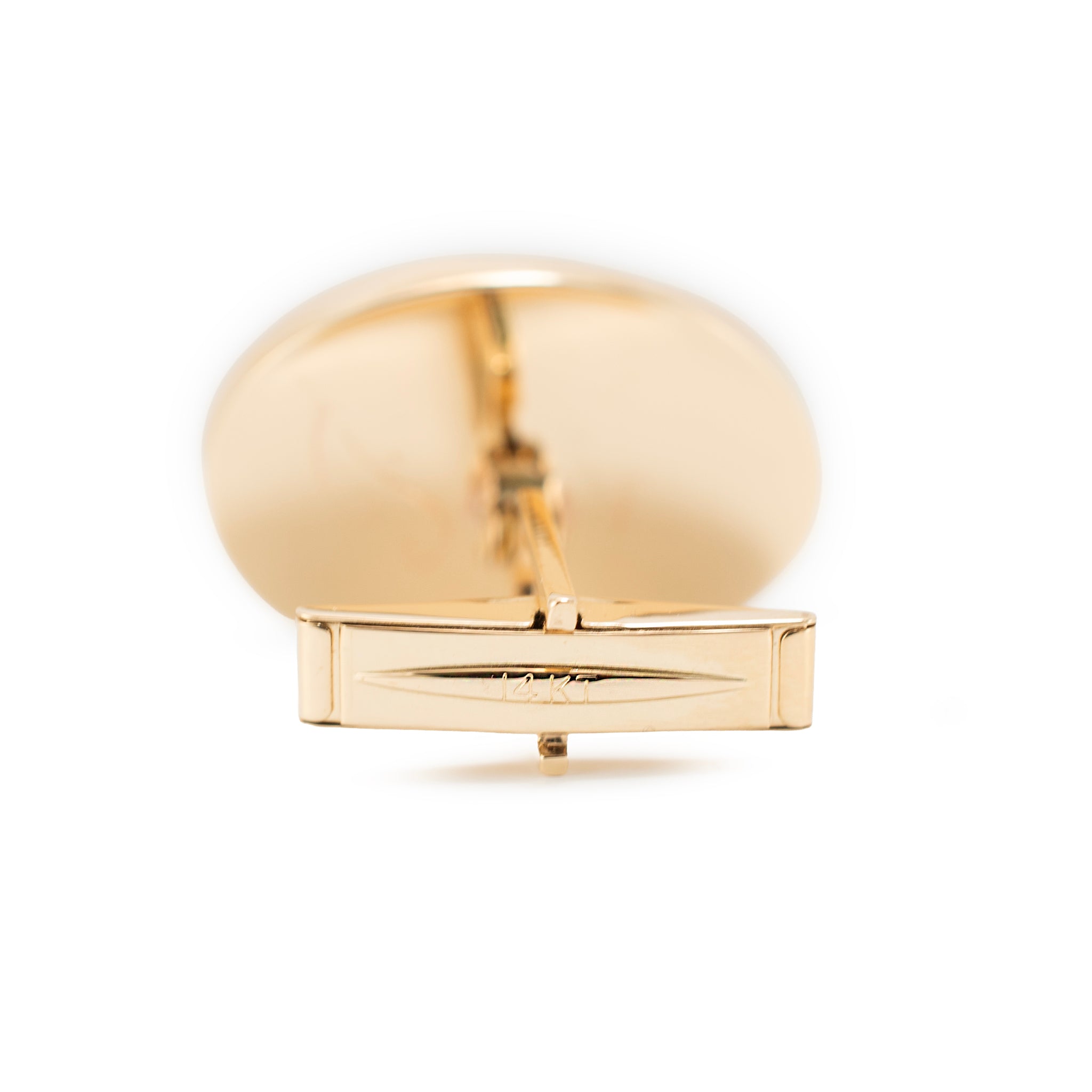 Men’s Vintage 14K Yellow Gold 23.49ct Oval Turquoise Cabochon Bezel Cufflinks