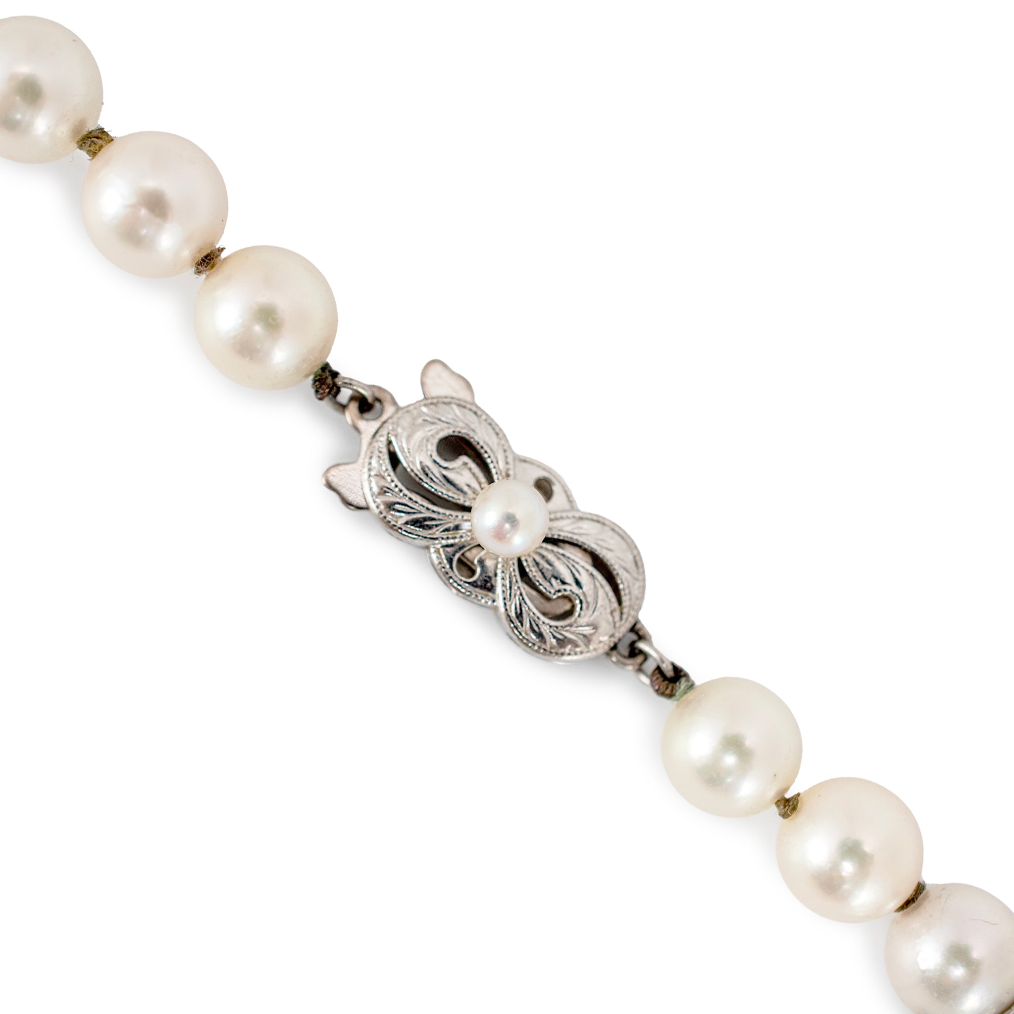 Mikimoto Classic 18K White Gold Akoya Cultured Pearl Strand Chain Necklace