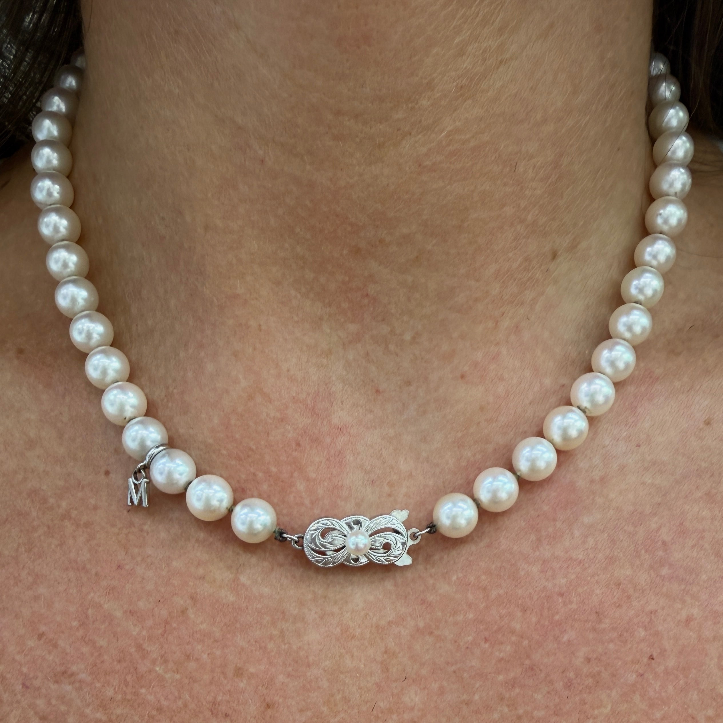 Mikimoto Classic 18K White Gold Akoya Cultured Pearl Strand Chain Necklace