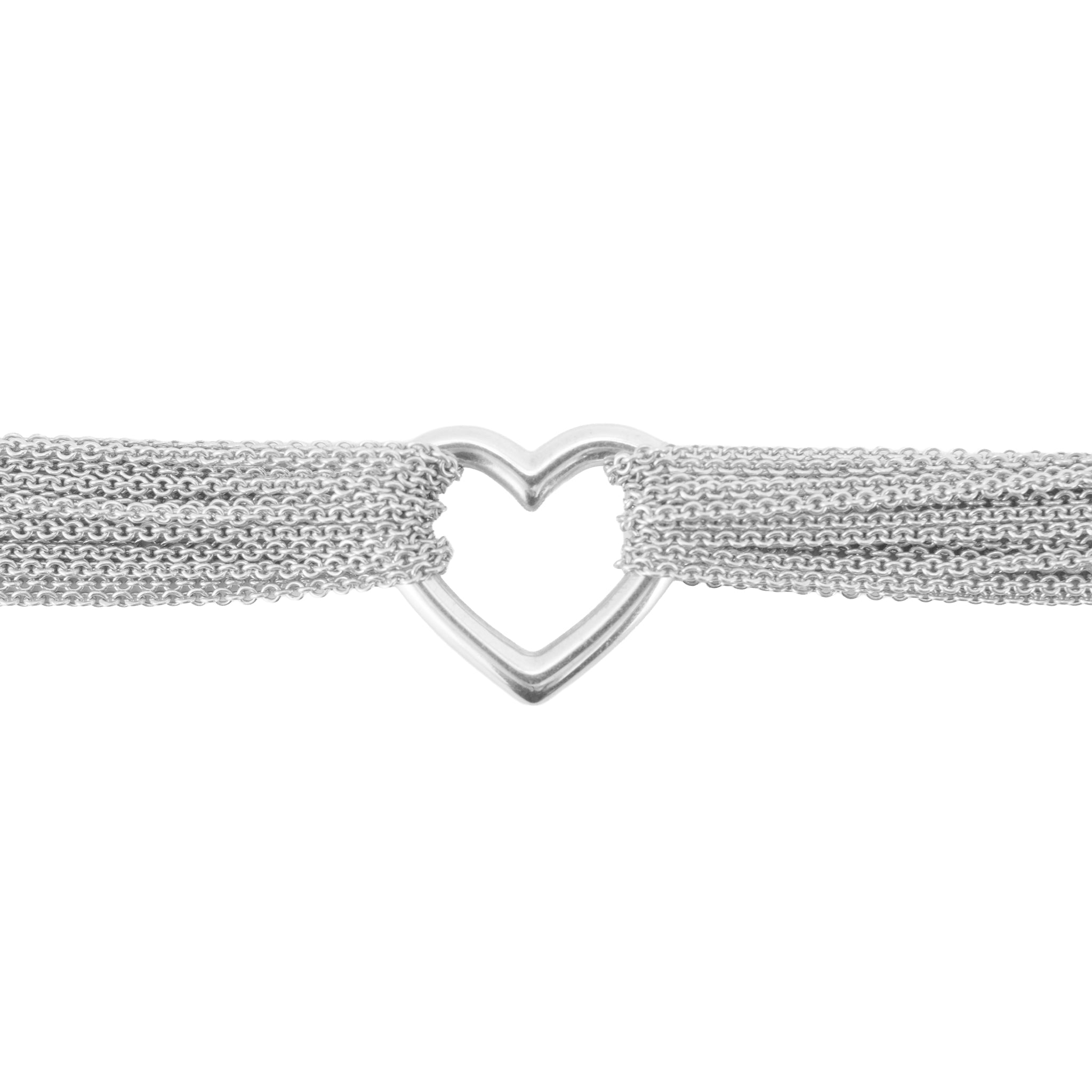 Tiffany & Co. Multi Strand Chain Mesh Heart Toggle Silver 925 Pendant Necklace