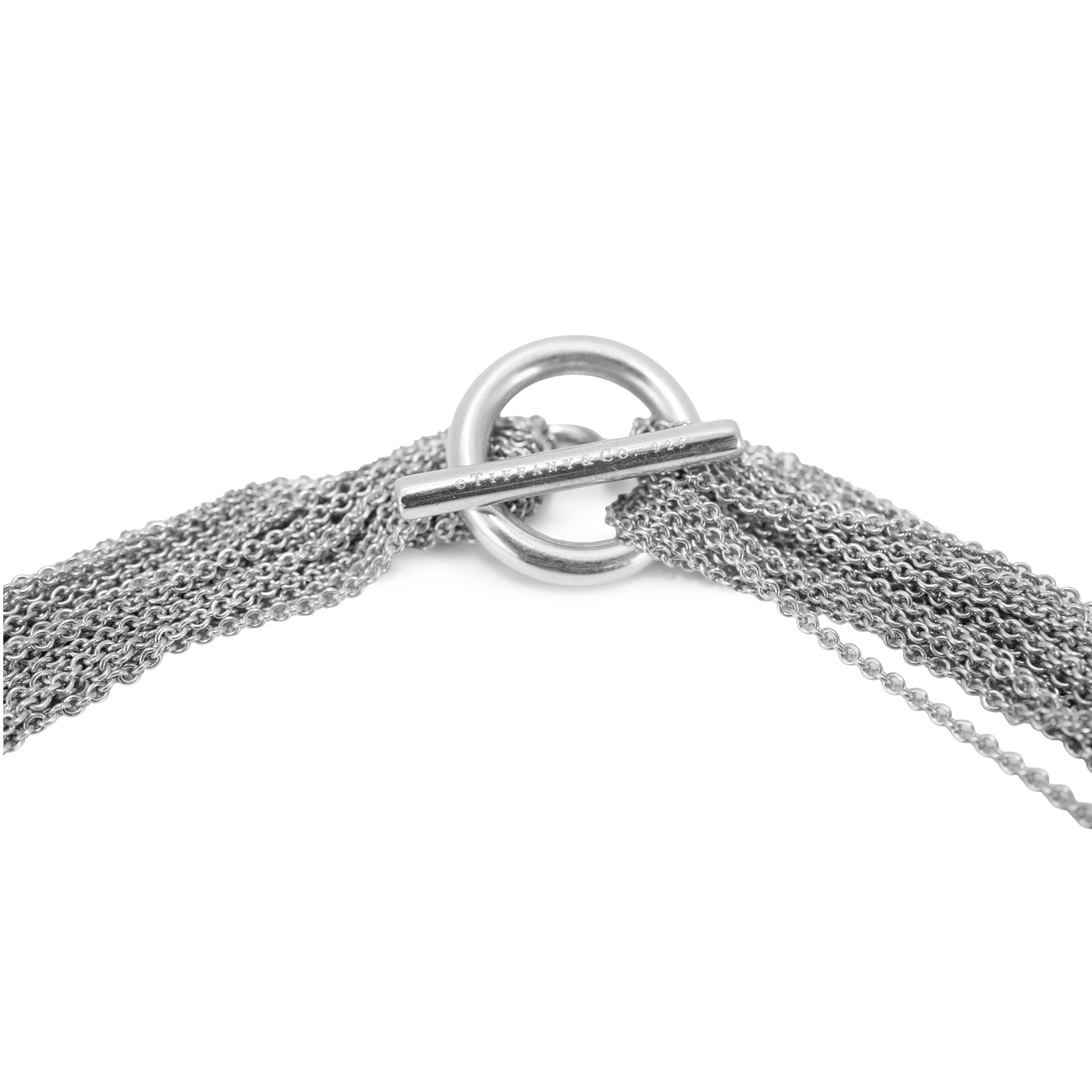Tiffany & Co. Multi Strand Chain Mesh Heart Toggle Silver 925 Pendant Necklace