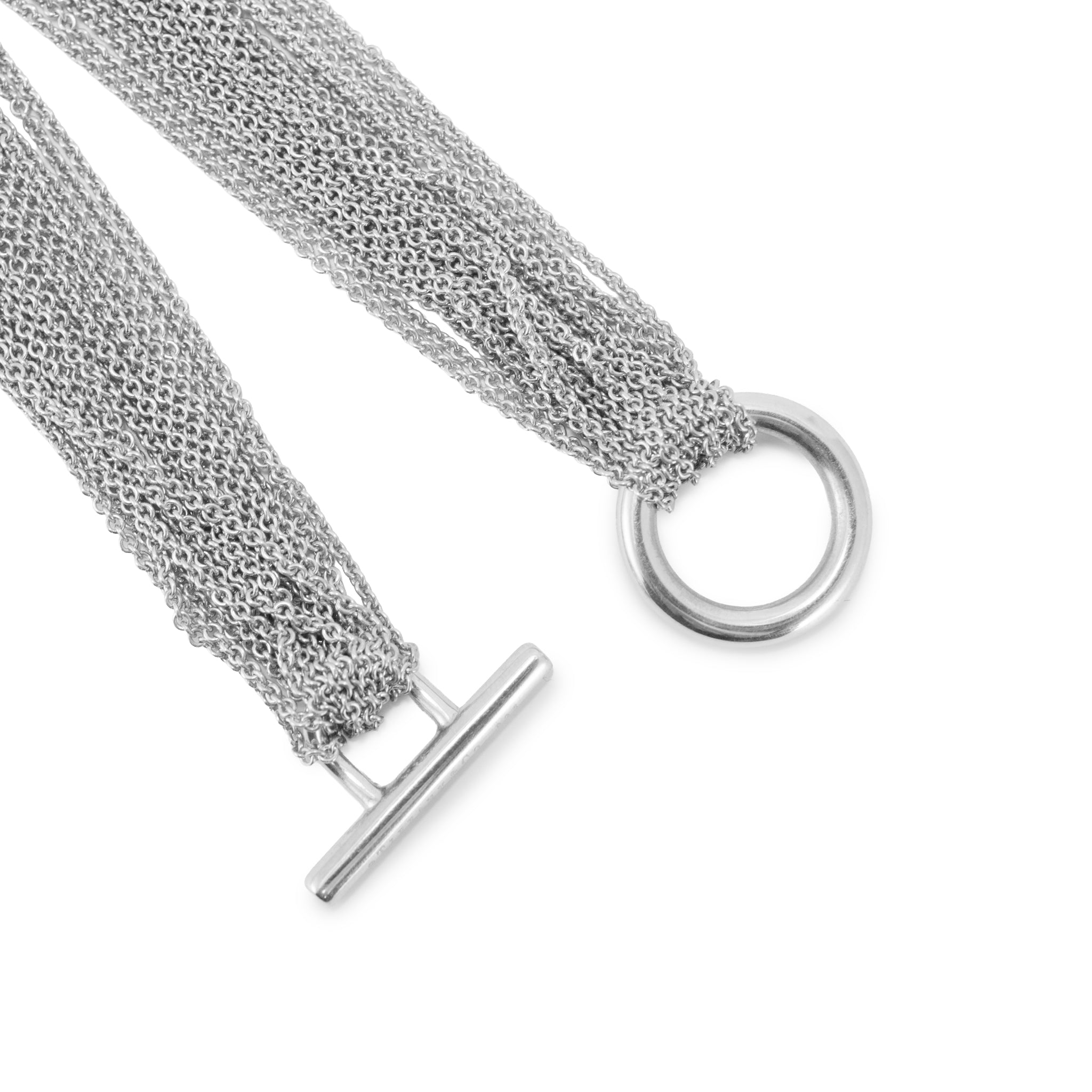 Tiffany & Co. Multi Strand Chain Mesh Heart Toggle Silver 925 Pendant Necklace