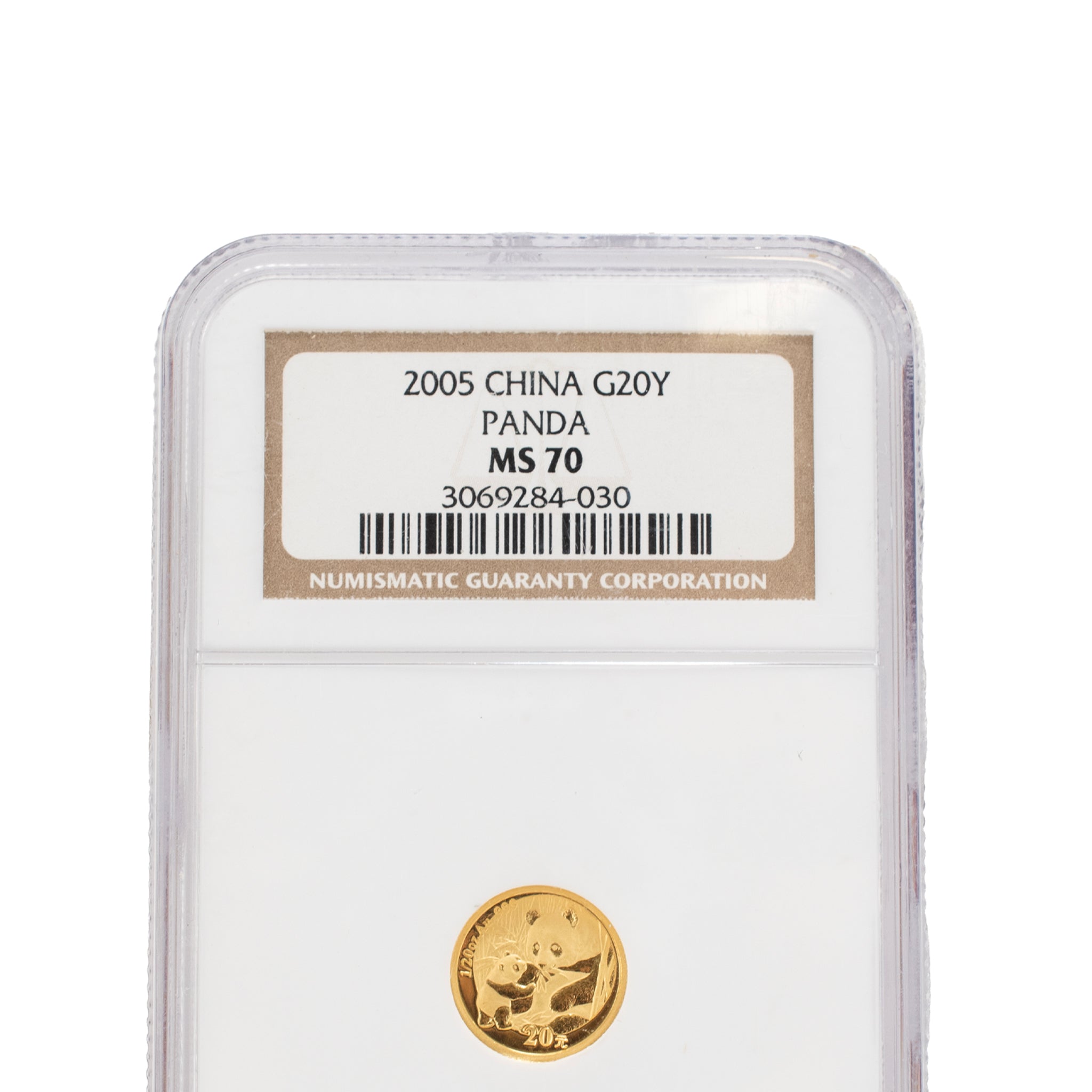 2005 China Panda 20 Yuan 20Y 1/20 Oz. Ngc MS70 Bullion 999 Gold Coin