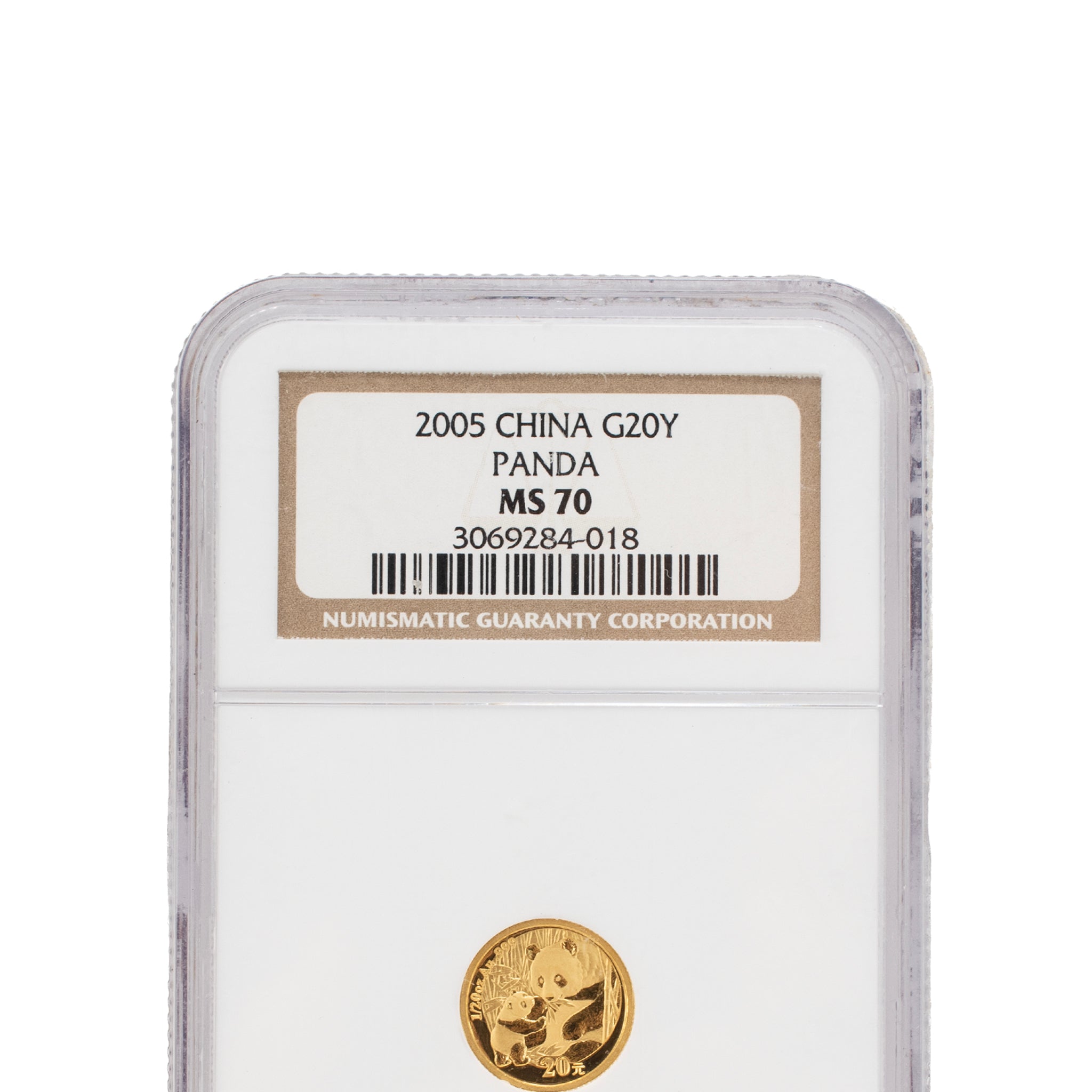 2005 China Panda 20 Yuan 20Y 1/20 Oz. Ngc MS70 Bullion 999 Gold Coin