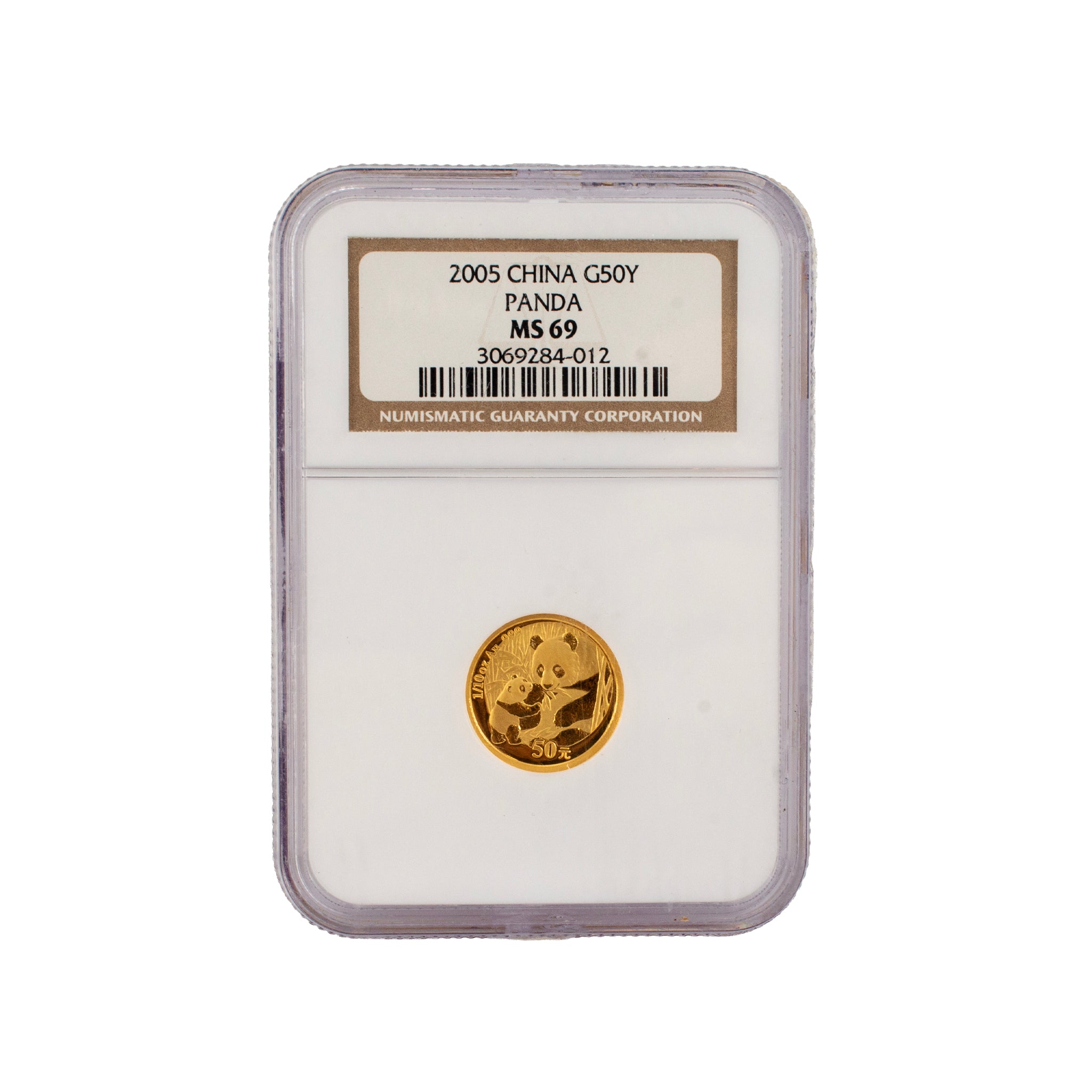 2005 China Panda 50 Yuan 50Y 1/10 Oz. Ngc MS69 Bullion 999 Gold Coin